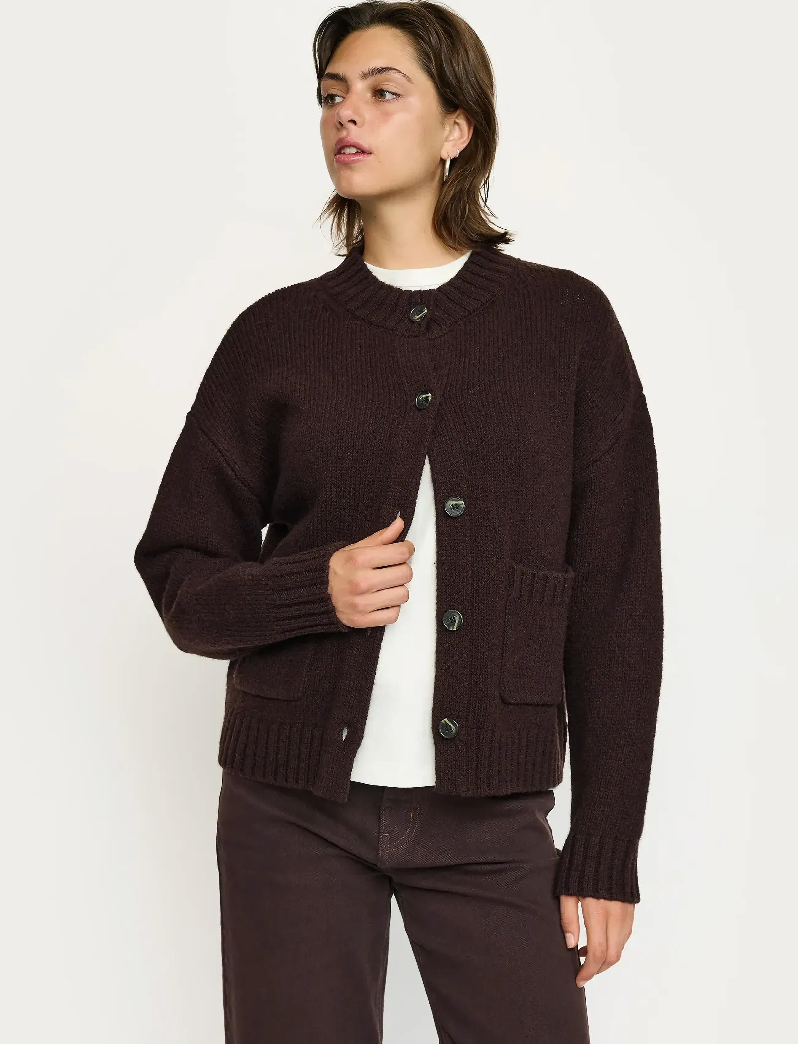 Soft Rebels Srtimo Cardigan Knit, L, Brown, Strik > Cardigans, Dame