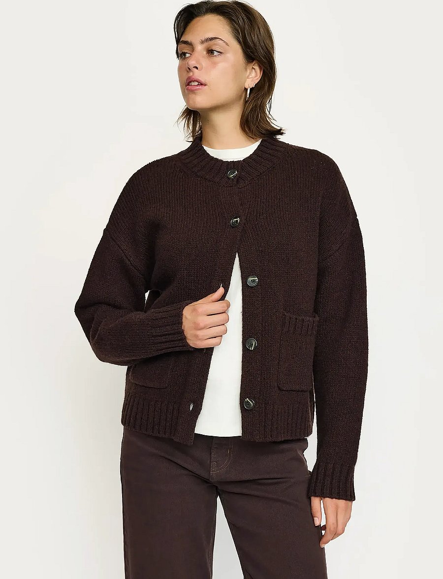 Soft Rebels - SRTimo Cardigan Knit - strickjacken - coffee bean melange - 0