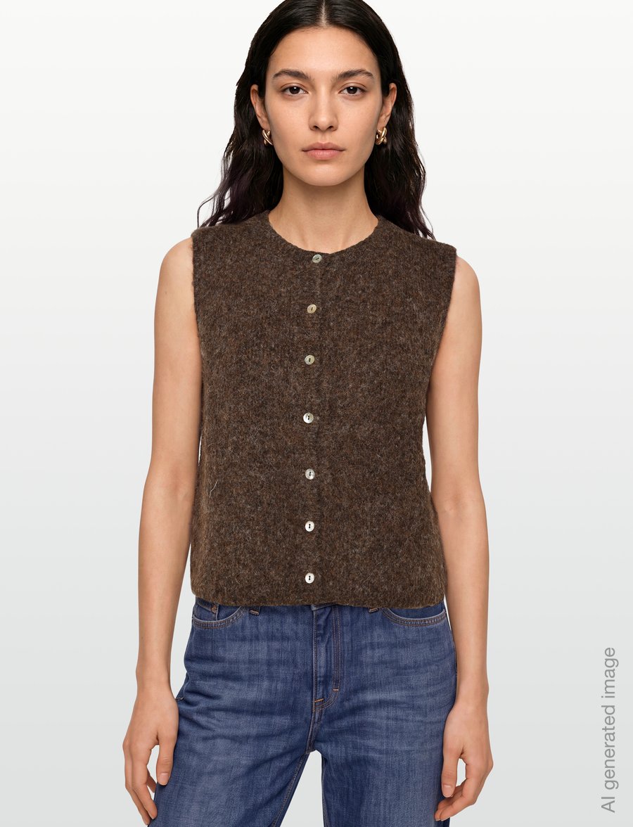 Soft Rebels - SRCamilla Vest Knit - strikveste - 915 demitasse melange - 3