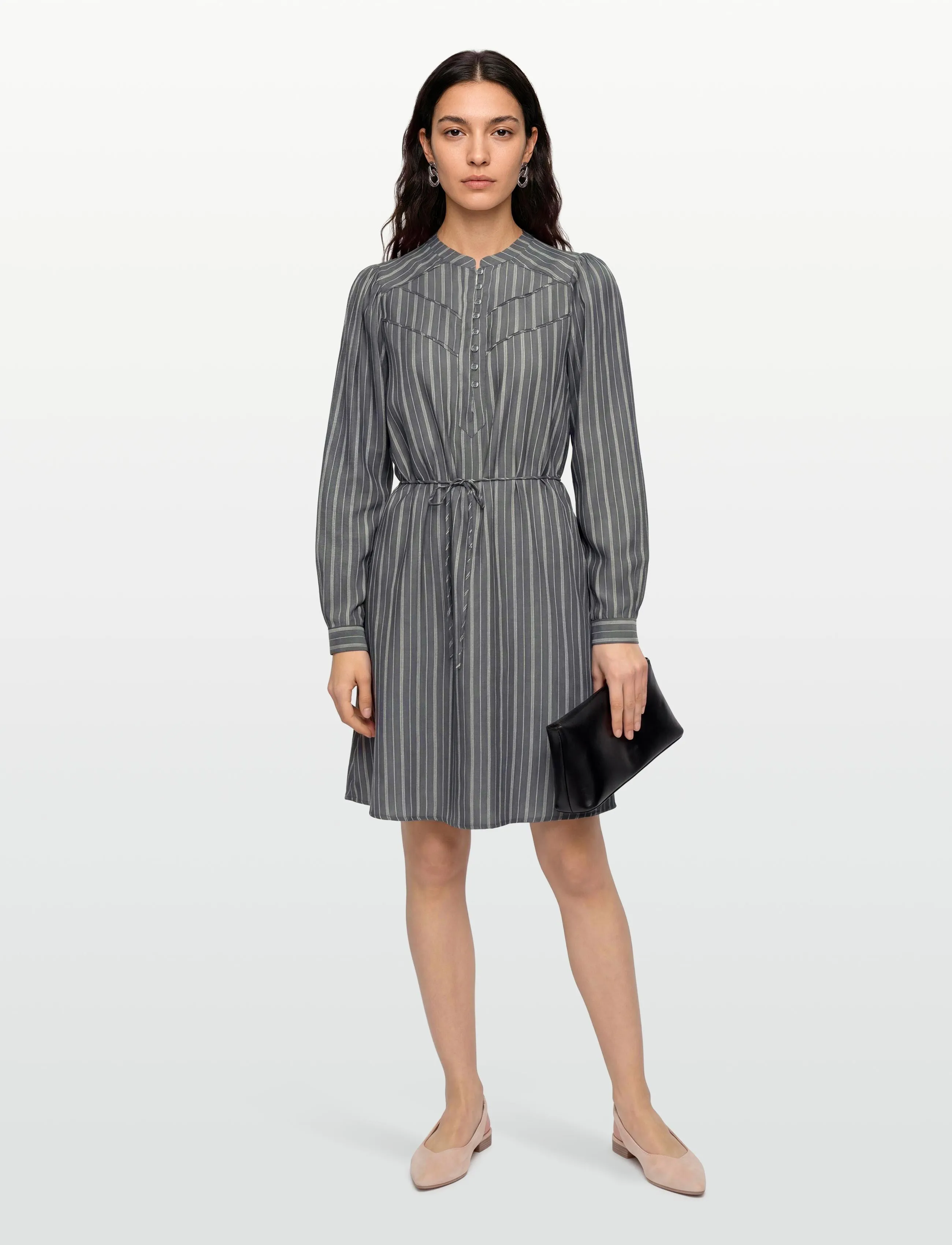 Soft Rebels Srcharlotte Dress, Kvinder, Stribet Langærmet Skjortekjole, Grå, Str: XS