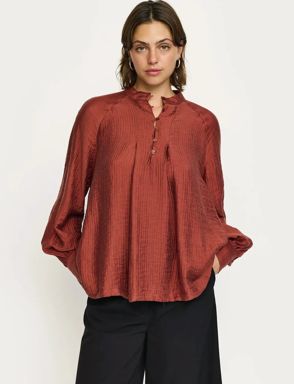 Soft Rebels - SRJessa Blouse - långärmade blusar - henna - 0