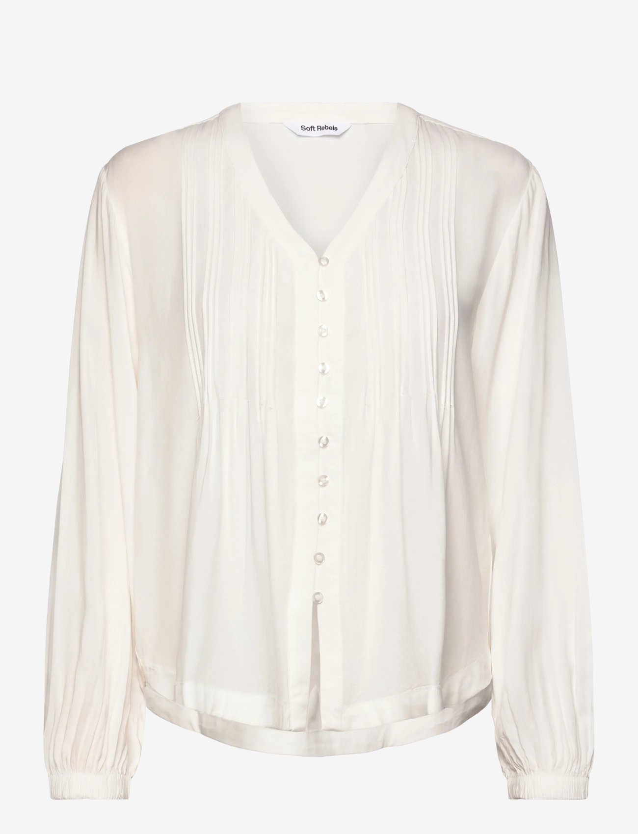 Soft Rebels - SRFreedom V-neck Blouse - pikkade varrukatega pluusid - snow white - 0