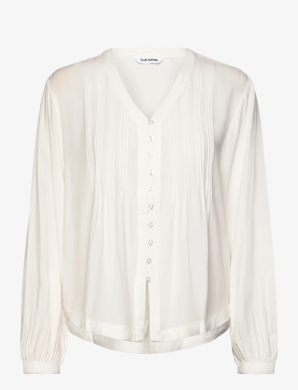 Soft Rebels - SRFreedom V-neck Blouse - blouses à manches longues - snow white - 1