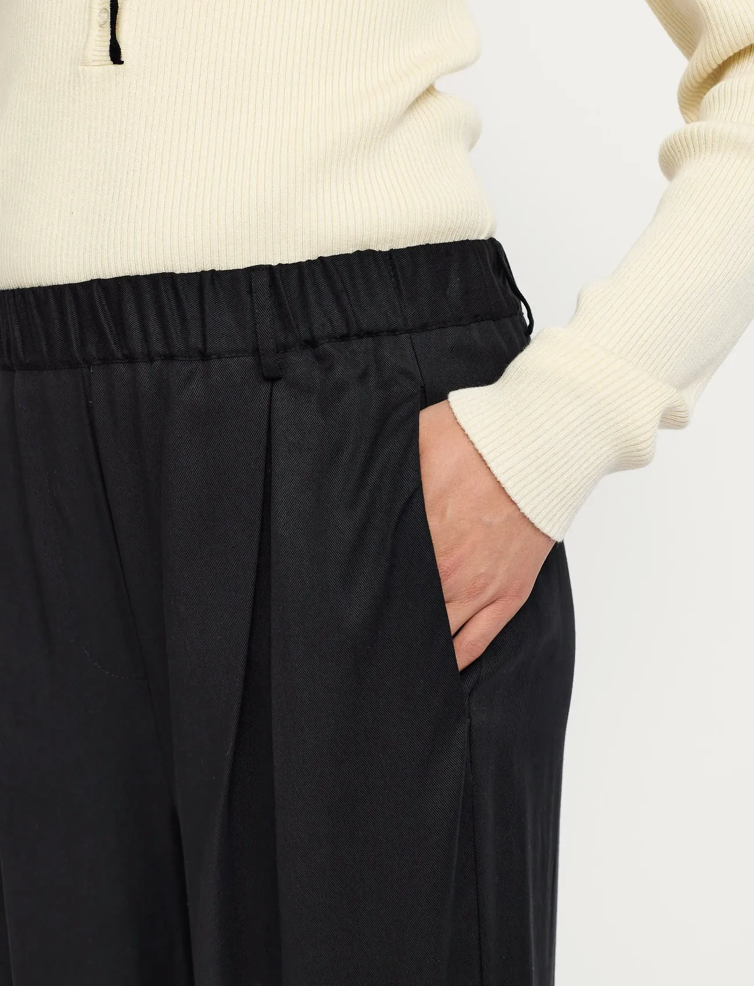 Soft Rebels - SRStormy Midwaist Wide Pant - buxur með víðum skálmum - black - 4