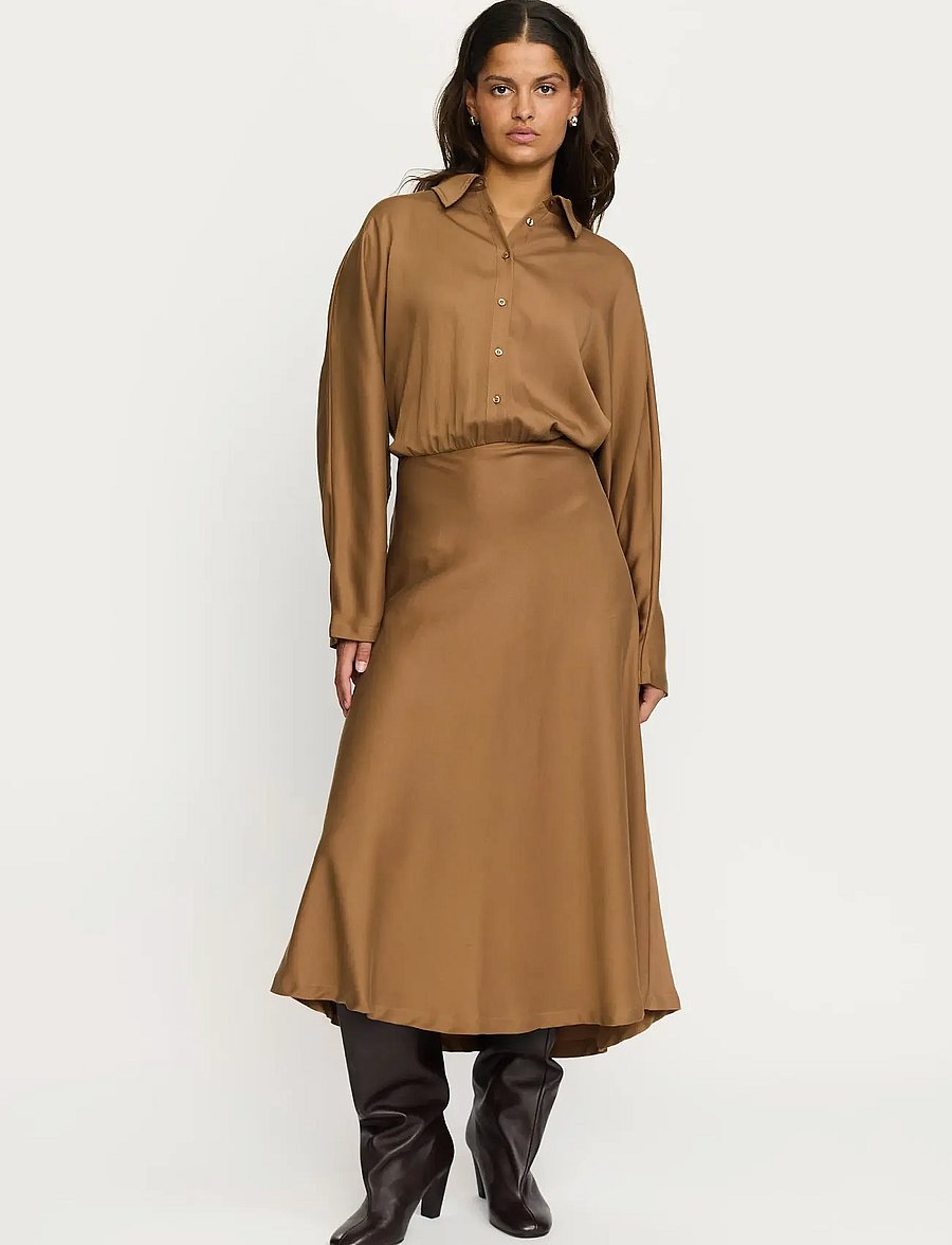 Soft Rebels - SRStormy Midi Dress - skjortklänningar - toasted coconut - 0