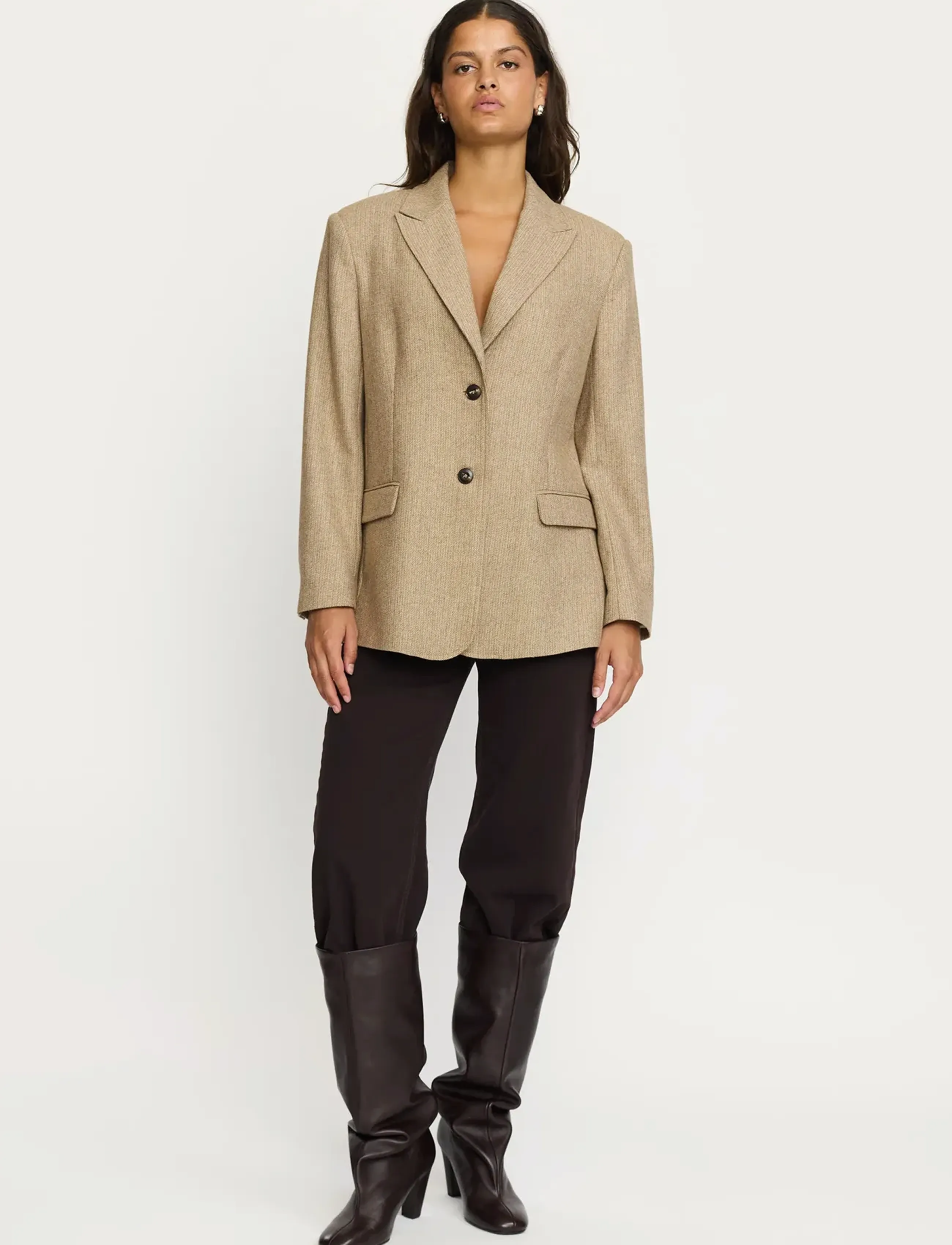 Soft Rebels Srgreta Loose Blazer, XL, Beige, Blazere > Enkeltradede Blazere, Dame