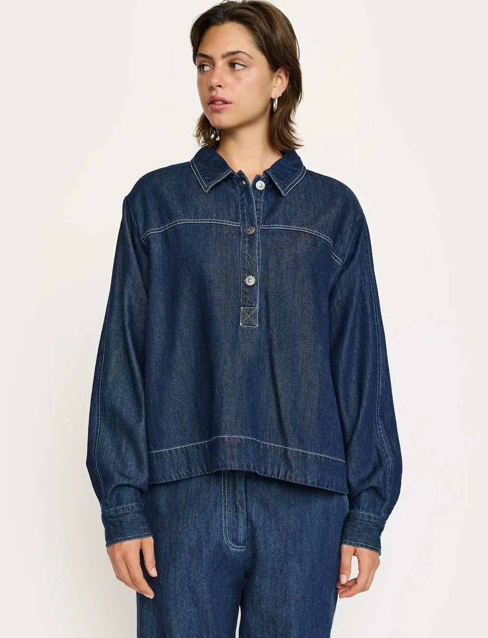 Soft Rebels - SRPortia Blouse - denim shirts - dark blue - 0