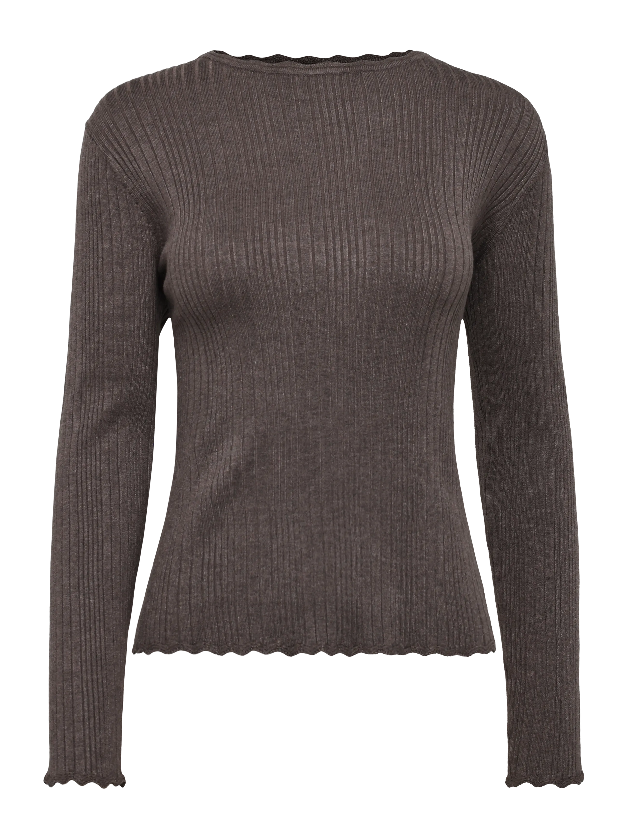Soft Rebels SRMarla Lace Edge Knit - Kleidung - 661 COFFEE QUARTZ MELANGE / brown