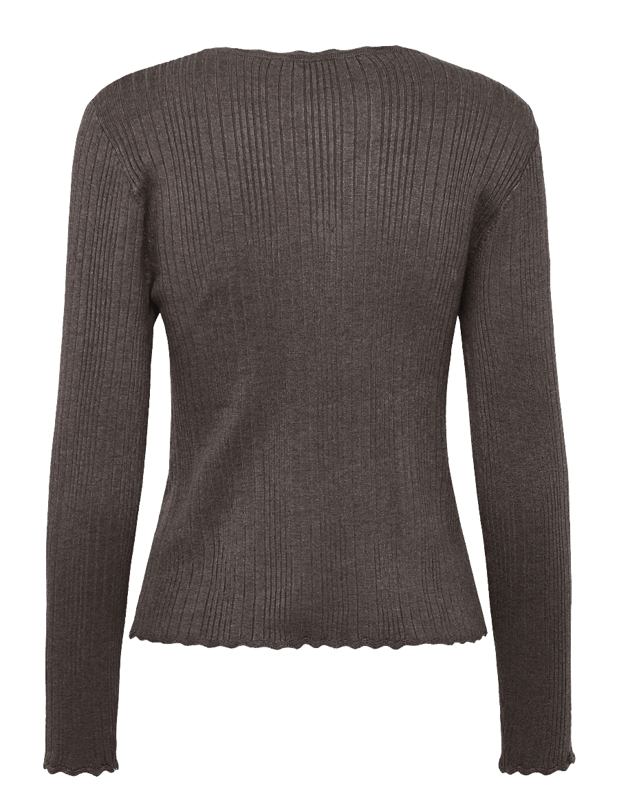 Soft Rebels - SRMarla Lace Edge Knit - striktrøjer - 661 coffee quartz melange - 2