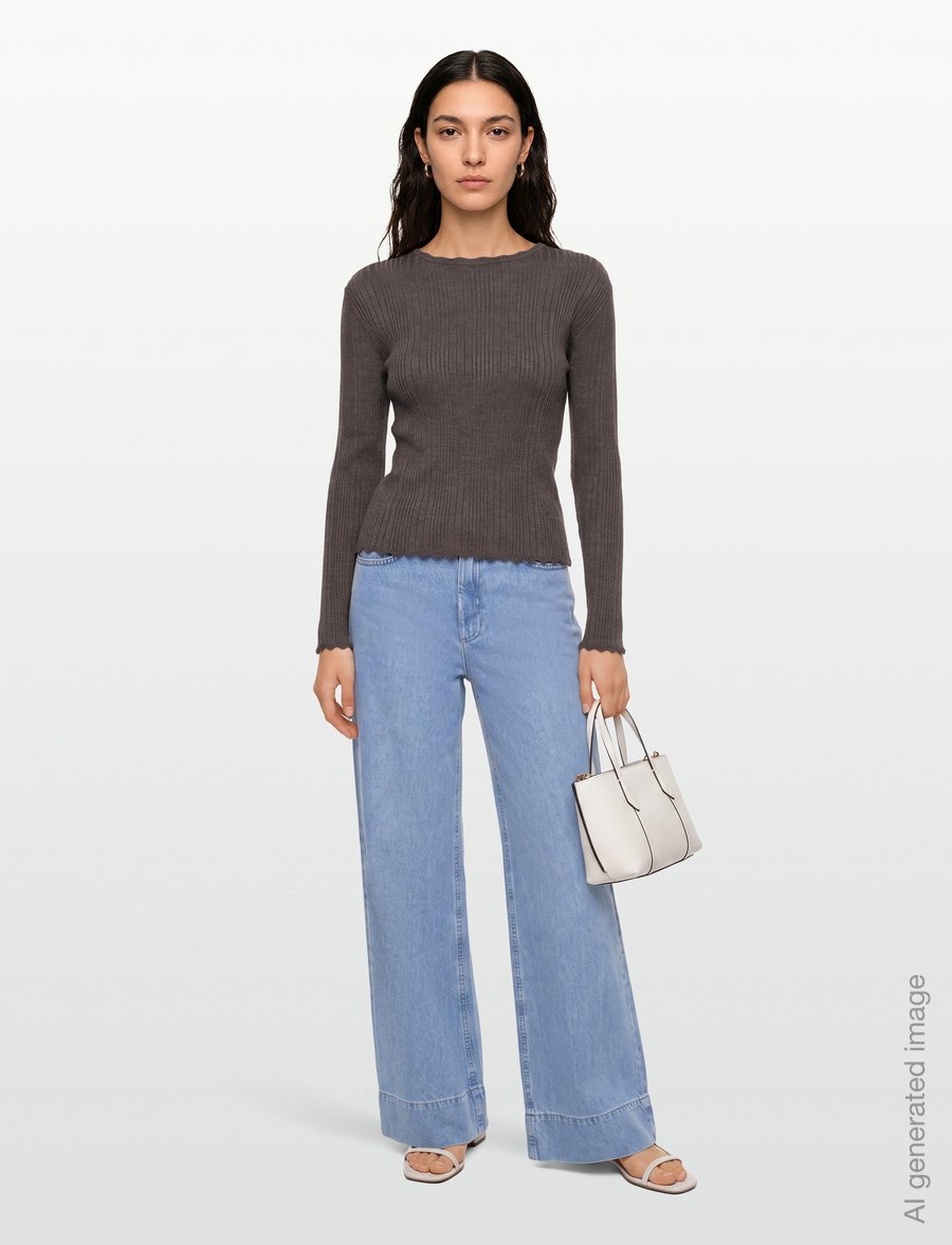Soft Rebels - SRMarla Lace Edge Knit - striktrøjer - 661 coffee quartz melange - 0