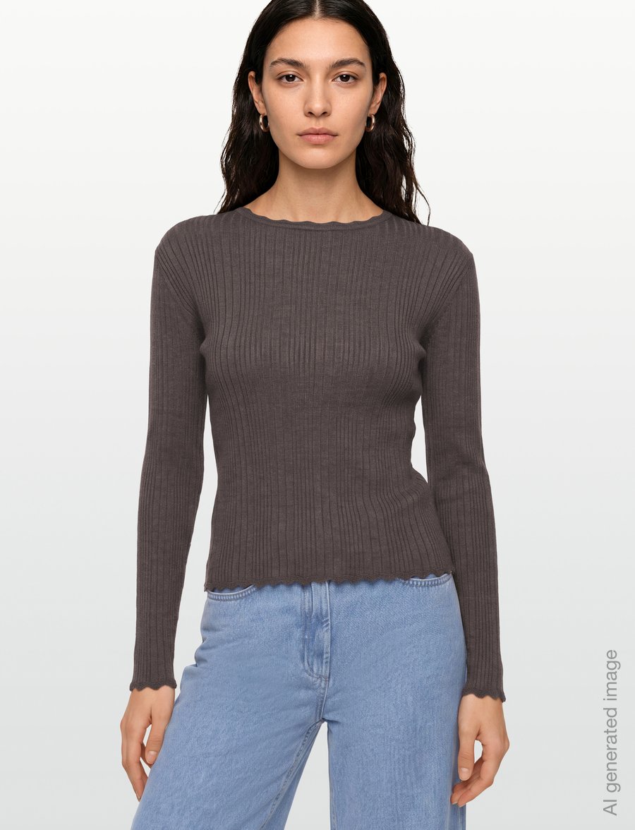Soft Rebels - SRMarla Lace Edge Knit - striktrøjer - 661 coffee quartz melange - 3