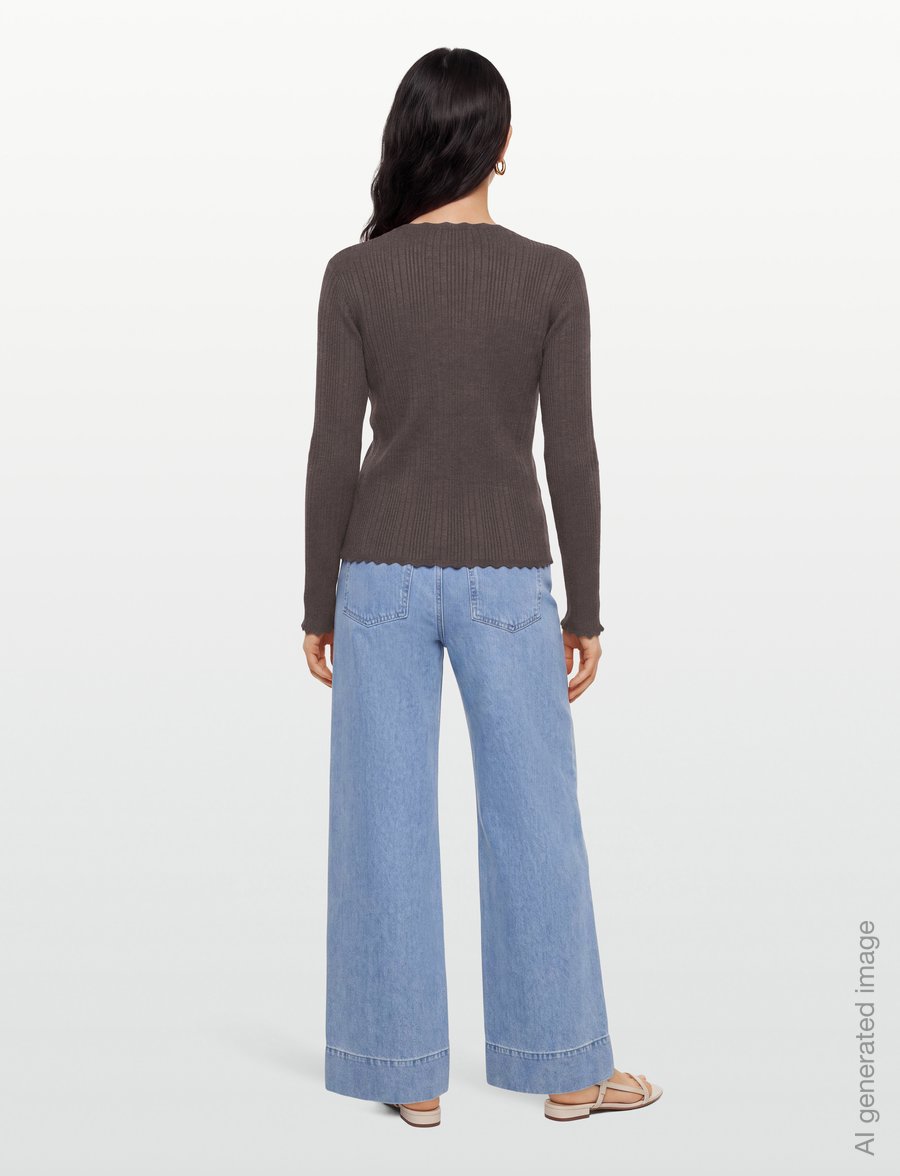 Soft Rebels - SRMarla Lace Edge Knit - striktrøjer - 661 coffee quartz melange - 4