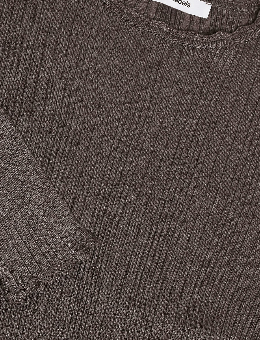 Soft Rebels - SRMarla Lace Edge Knit - striktrøjer - 661 coffee quartz melange - 5