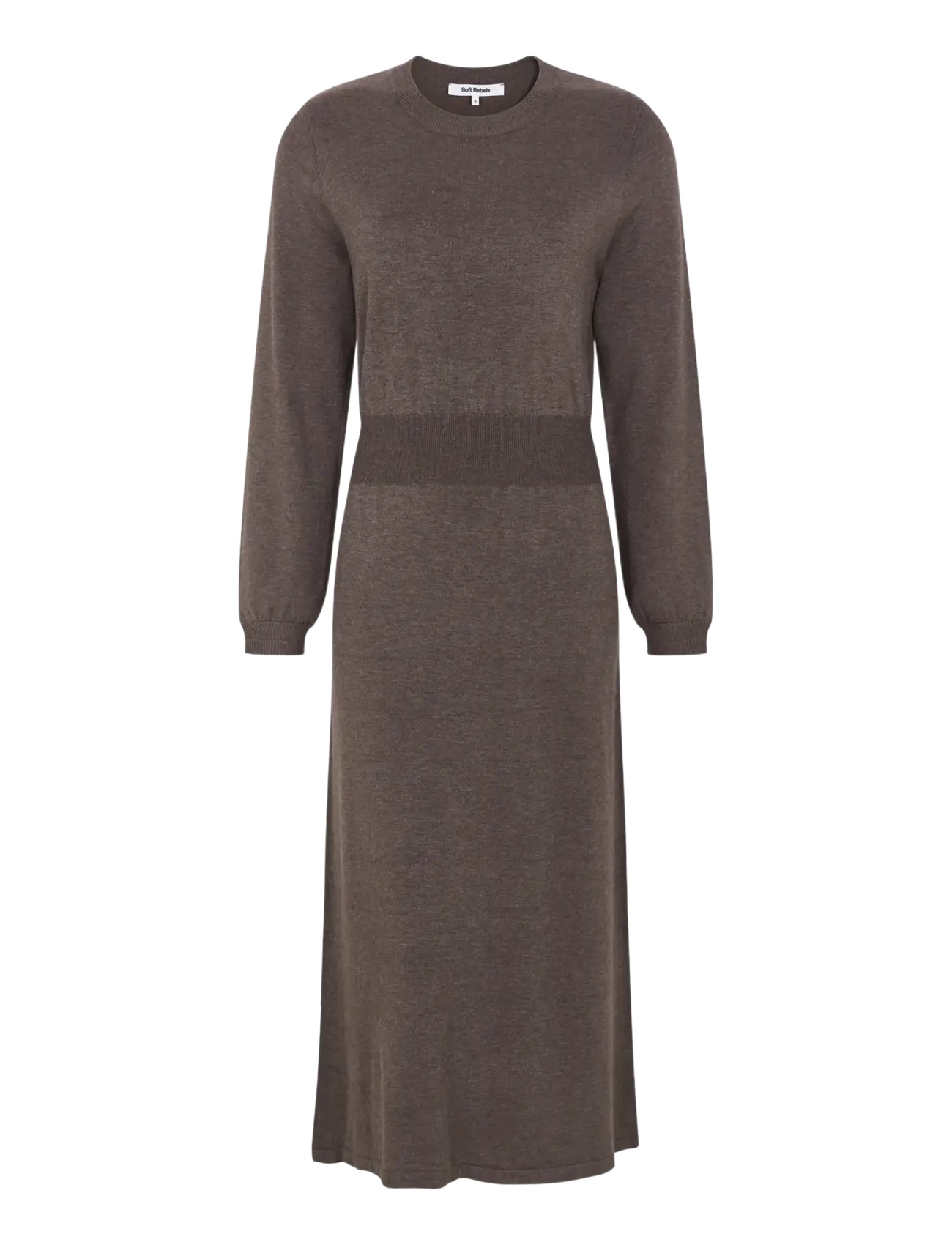 Soft Rebels - SRMarla Midi Dress Knit - stickade klänningar - coffee quartz melange - 1