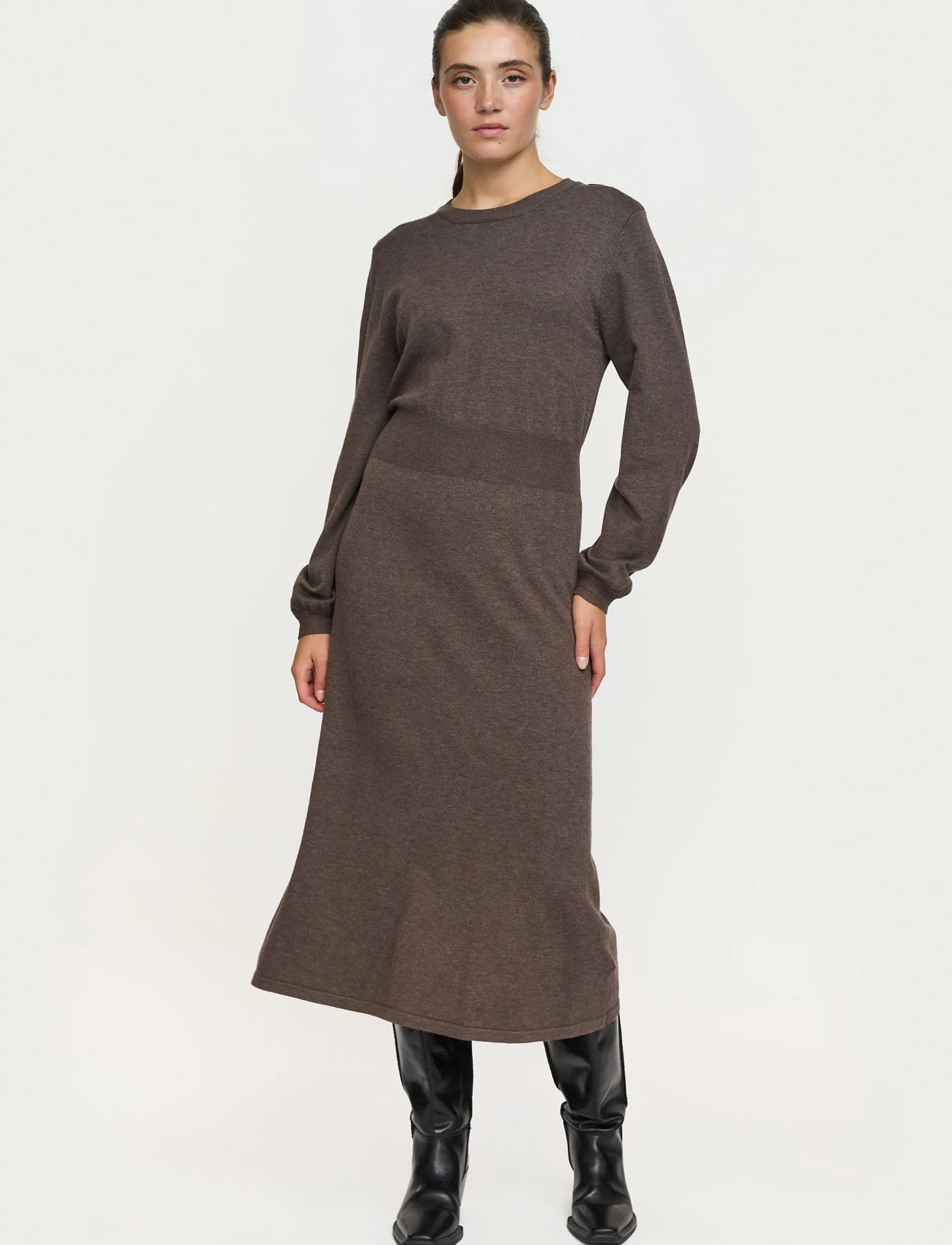 Soft Rebels SRMarla Midi Dress Knit - Stickade klänningar - COFFEE QUARTZ MELANGE / brown