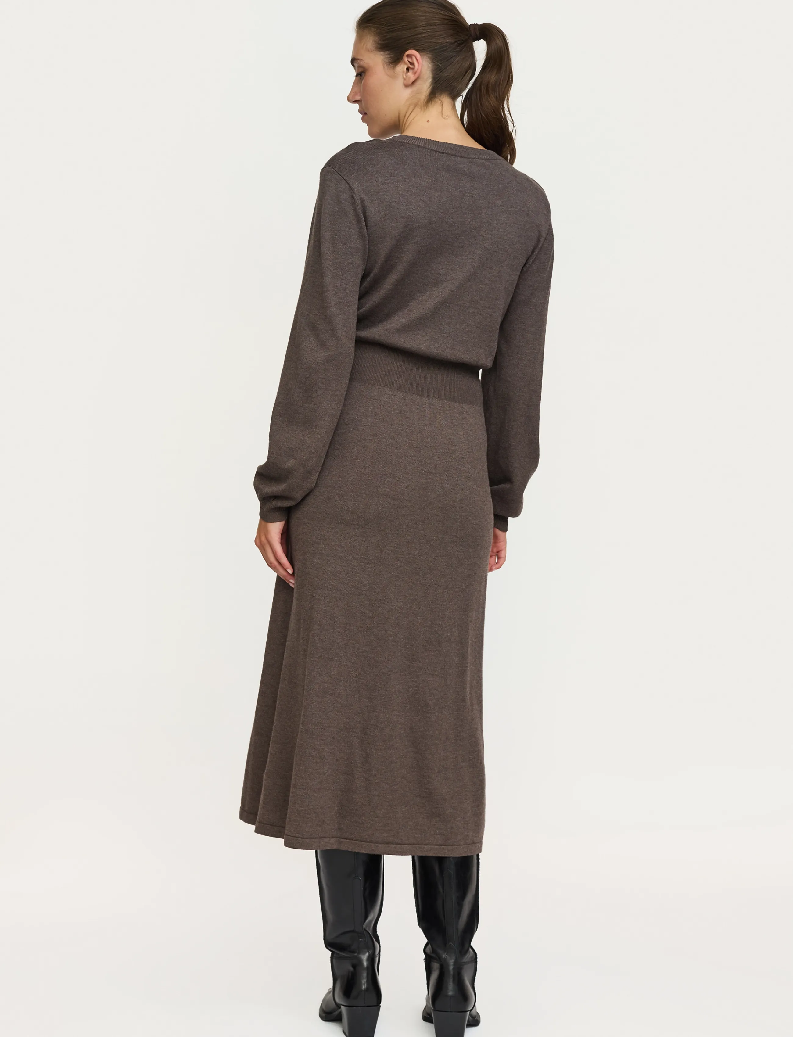 Soft Rebels - SRMarla Midi Dress Knit - stickade klänningar - coffee quartz melange - 3