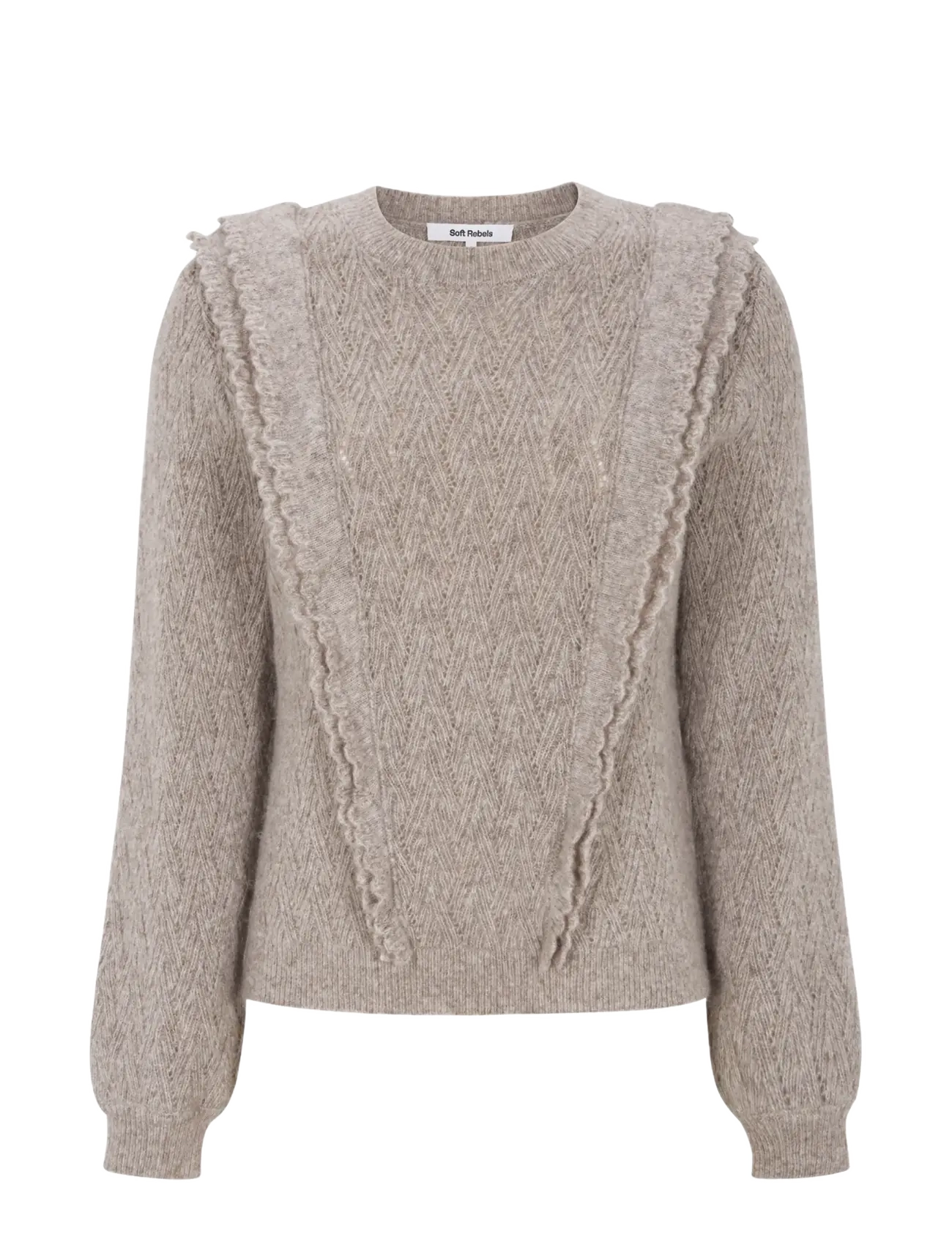 Soft Rebels SRStory Knit - Kontoririided - SILVER MINK MELANGE / beige