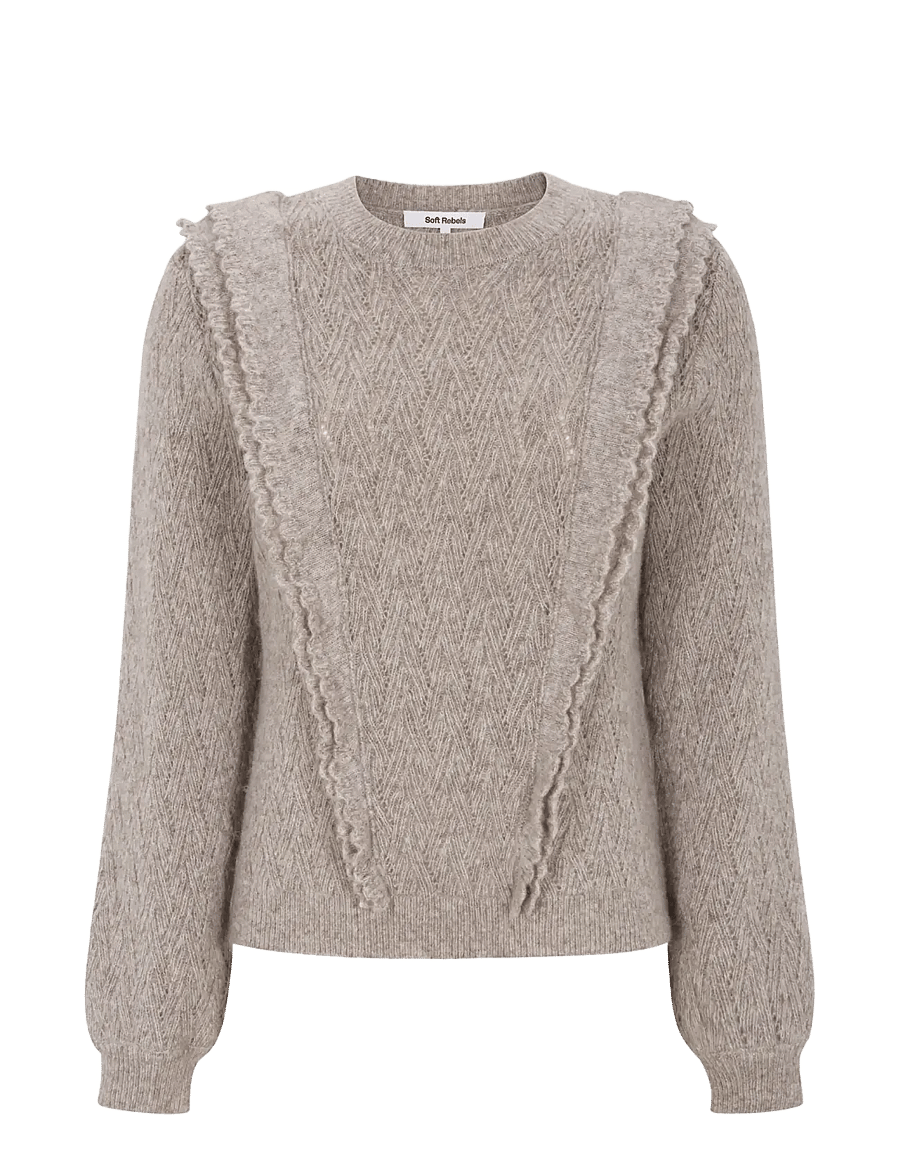 Soft Rebels - SRStory Knit - kampsunid - silver mink melange - 1
