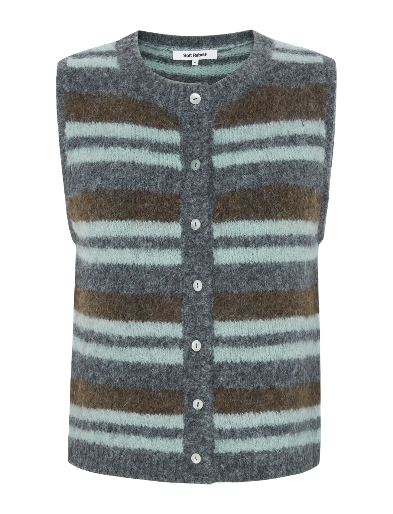 Soft Rebels - SRCamilla Vest Striped Knit - kootud vestid - puritan - 1