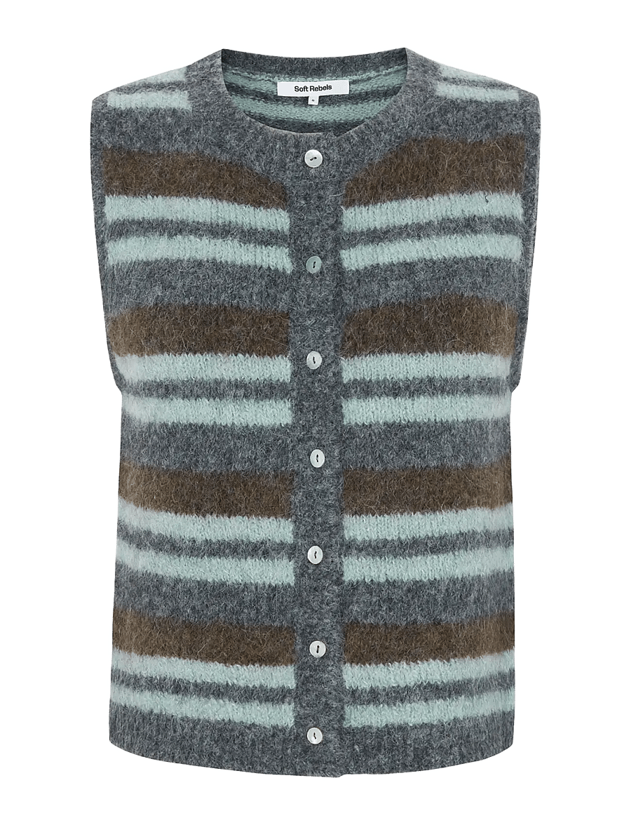 Soft Rebels - SRCamilla Vest Striped Knit - strickwesten - puritan - 1