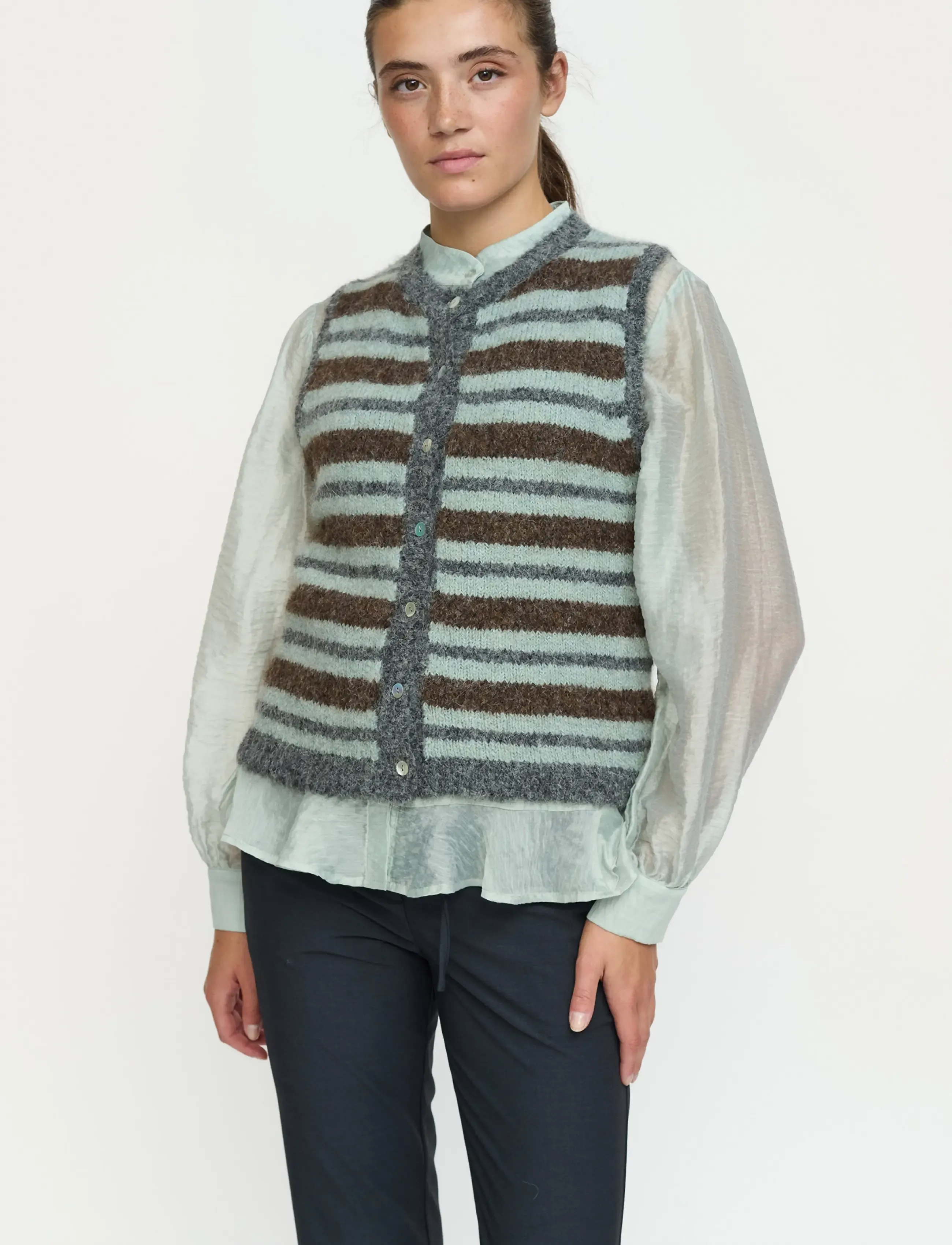 Soft Rebels SRCamilla Vest Striped Knit - Soft Rebels - PURITAN / grey