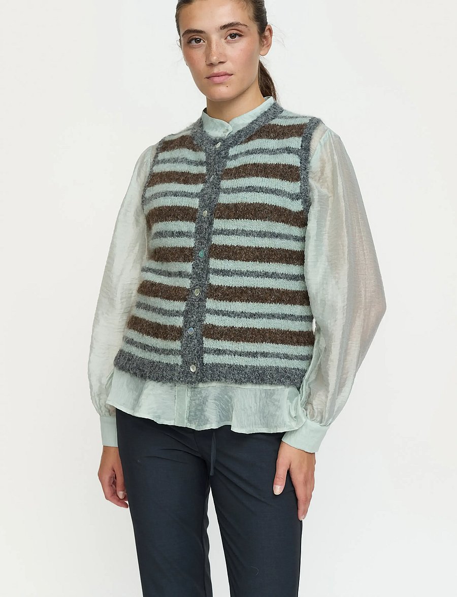 Soft Rebels - SRCamilla Vest Striped Knit - strickwesten - puritan - 0