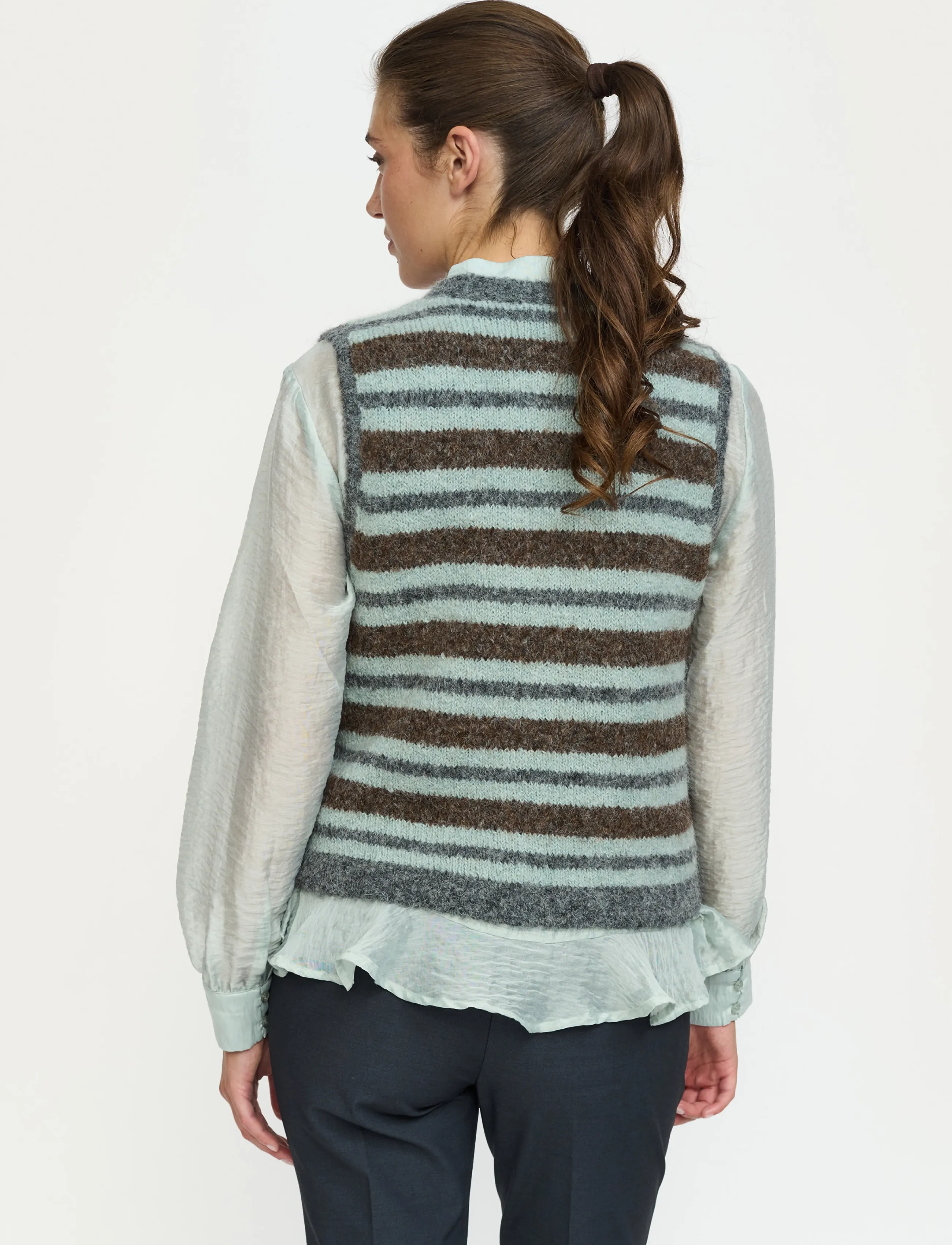 Soft Rebels - SRCamilla Vest Striped Knit - kootud vestid - puritan - 3