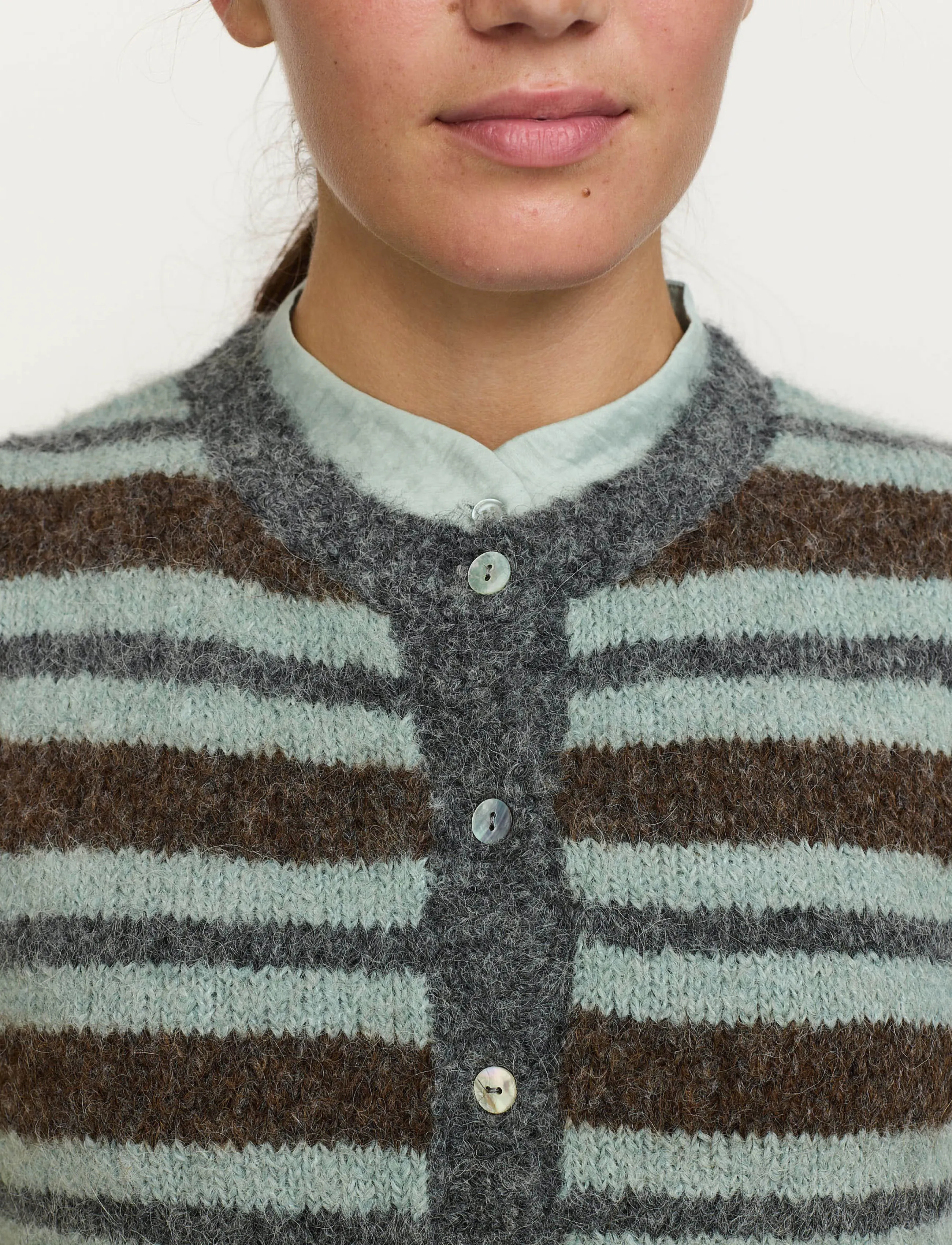 Soft Rebels - SRCamilla Vest Striped Knit - kootud vestid - puritan - 4