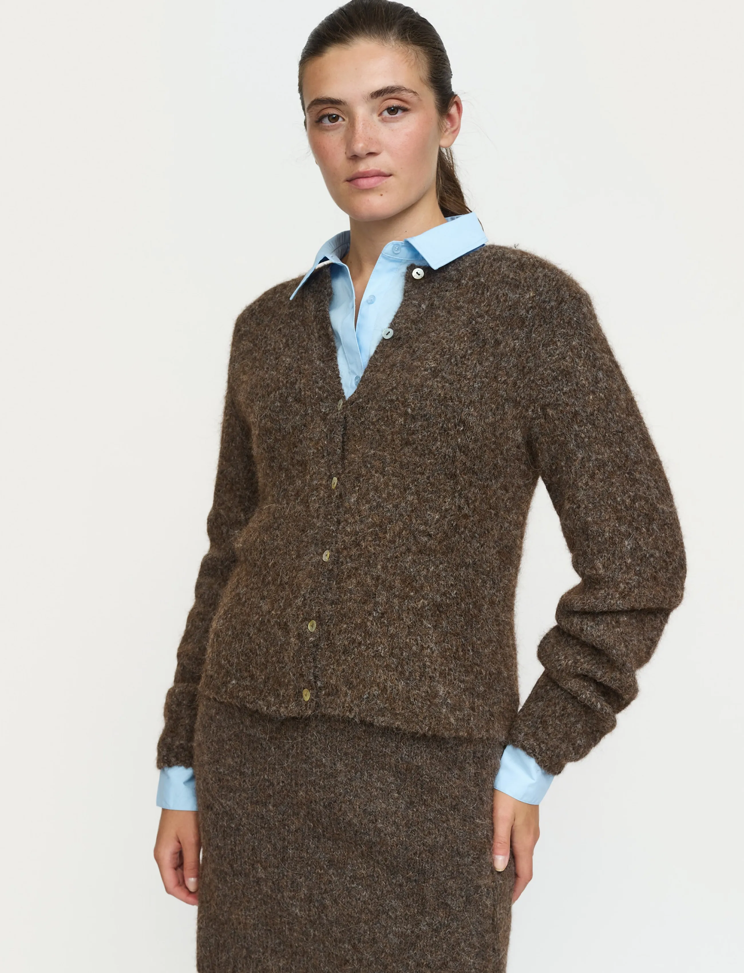 Soft Rebels SRCamilla Cardigan Knit - Soft Rebels - DEMITASSE MELANGE / brown