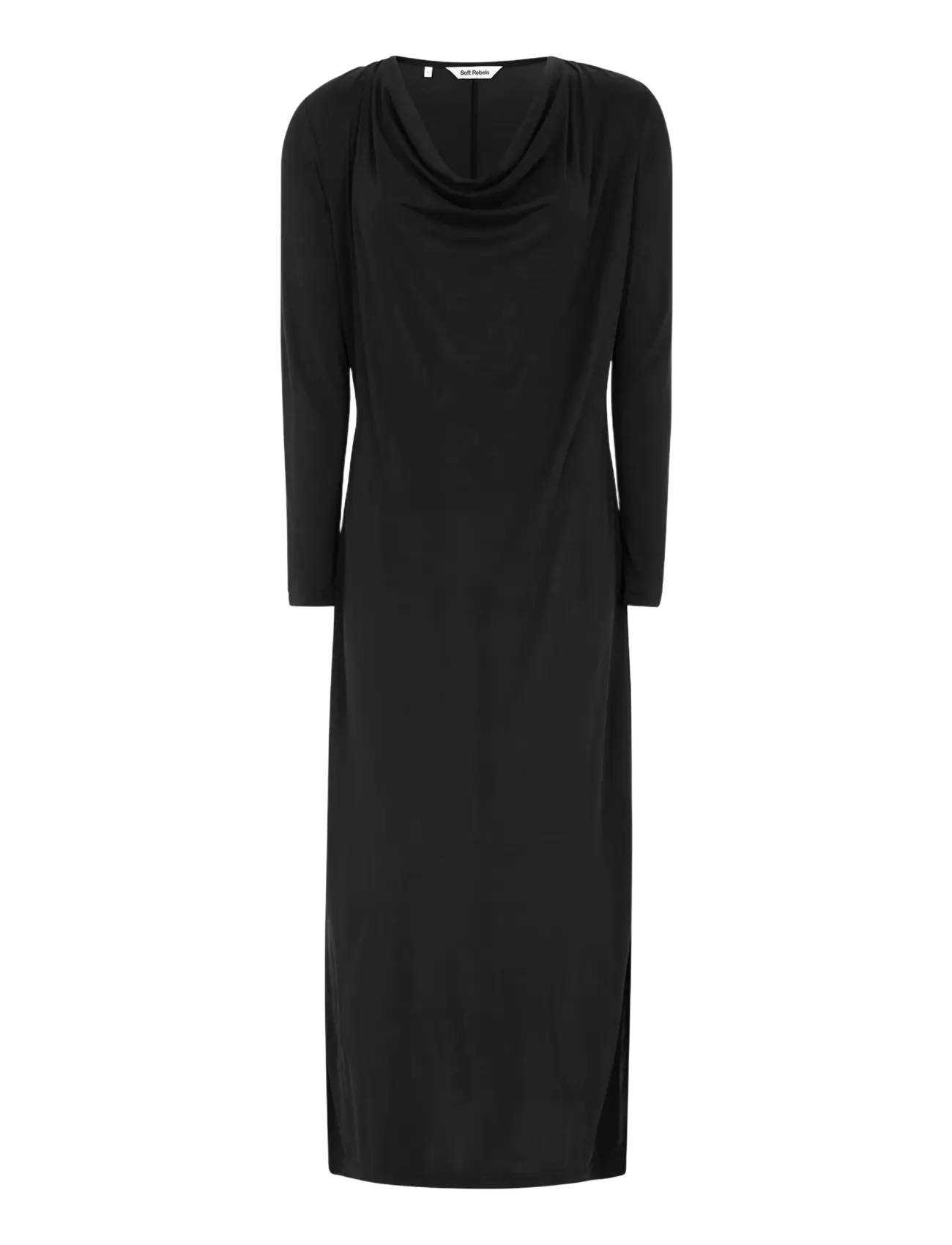 Soft Rebels - SRElla Draped LS Dress - maxi kjoler - black - 1