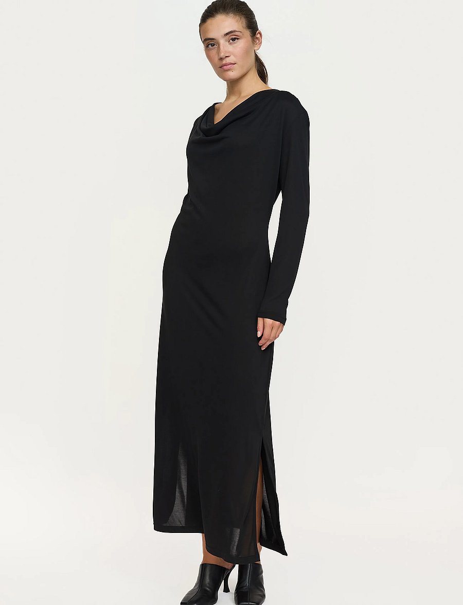 Soft Rebels - SRElla Draped LS Dress - maxi kjoler - black - 0
