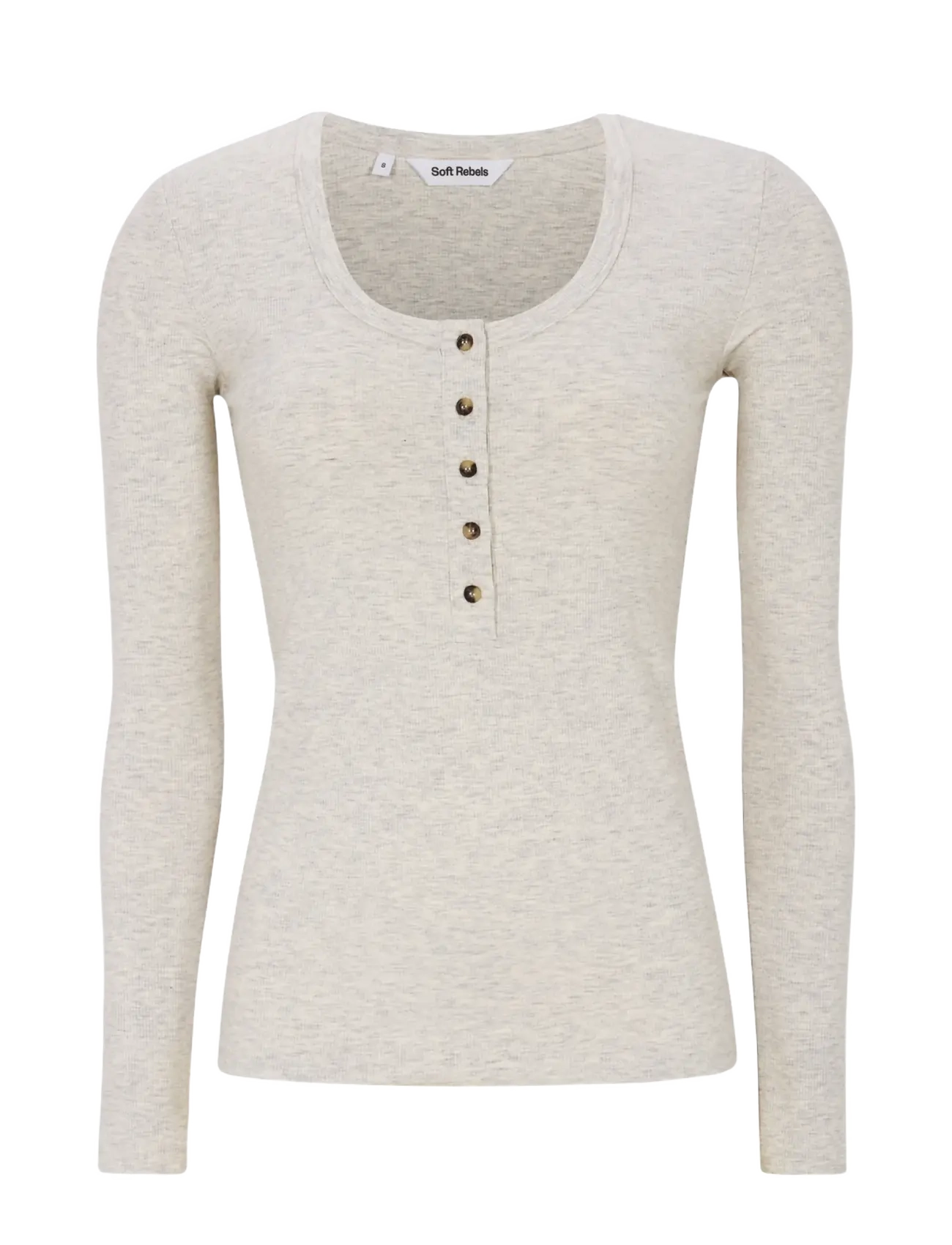 Soft Rebels - SRLavana Button LS T-shirt - langärmlige tops - arctic wolf - 1
