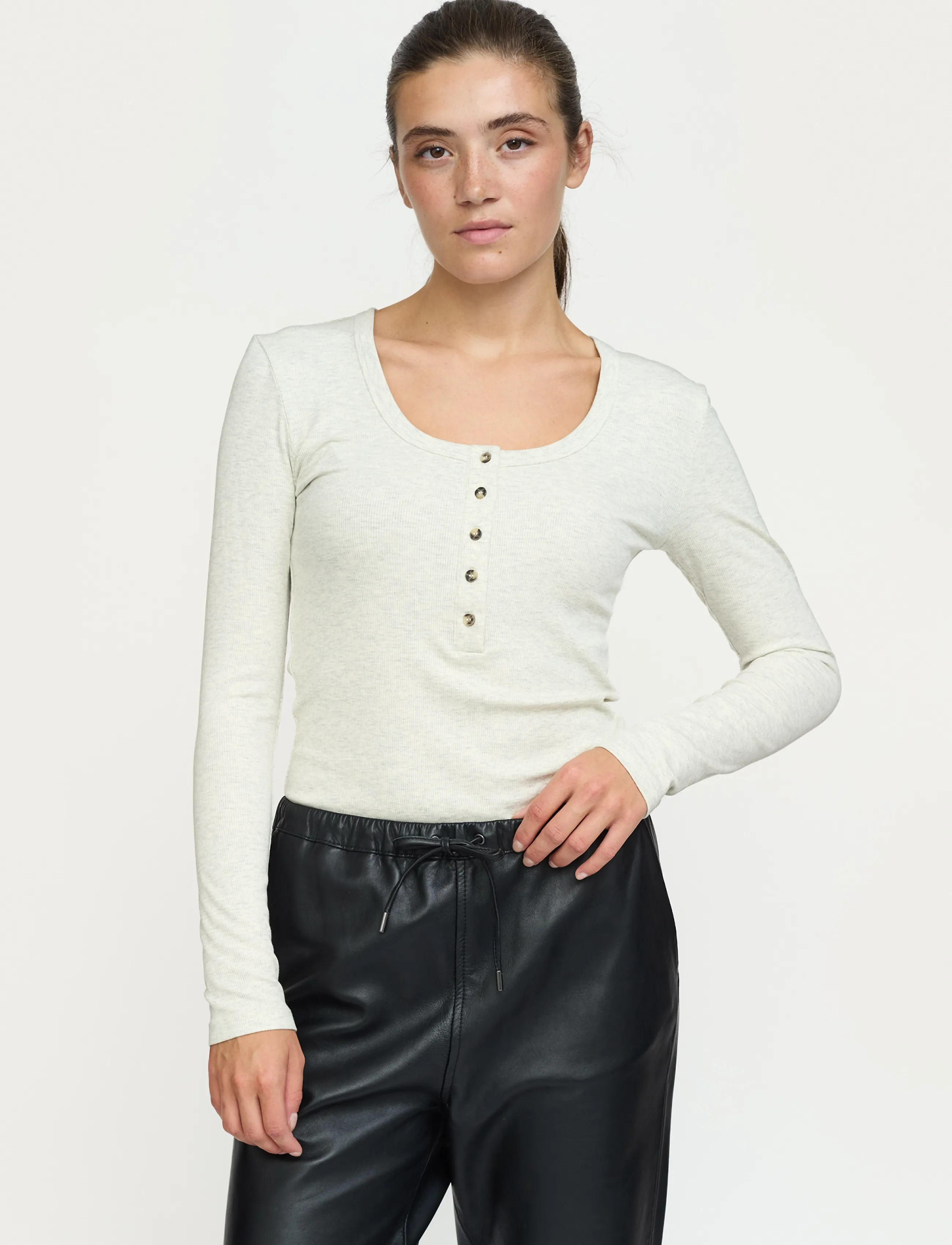 Soft Rebels SRLavana Button LS T-shirt - Langärmlige Tops - ARCTIC WOLF / white