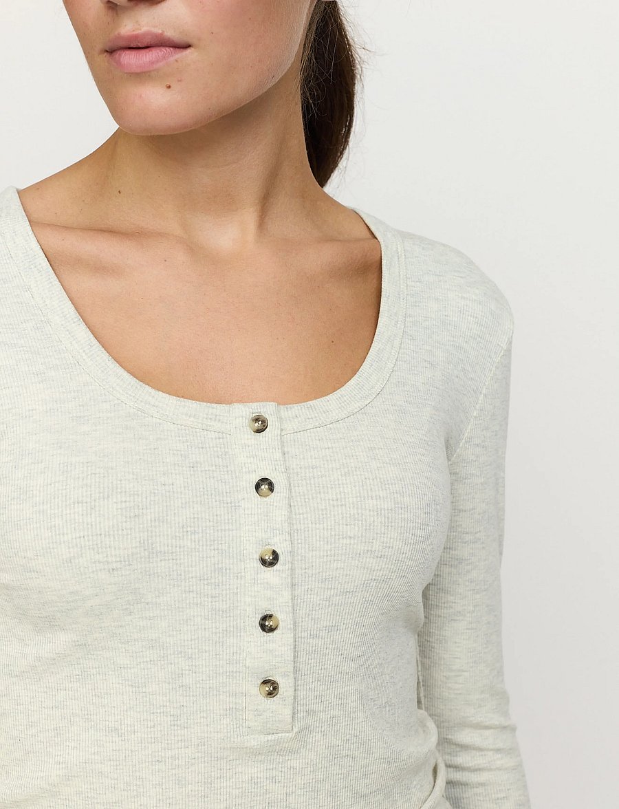 Soft Rebels - SRLavana Button LS T-shirt - langärmlige tops - arctic wolf - 4