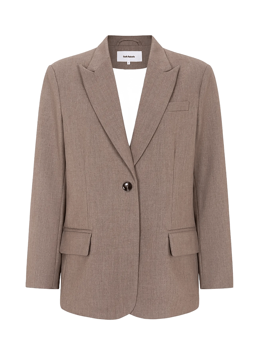 Soft Rebels - SRAubree Blazer - enkelknäppta kavajer - silver mink melange - 1