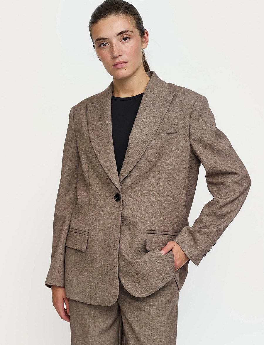 Soft Rebels - SRAubree Blazer - enkelknäppta kavajer - silver mink melange - 0