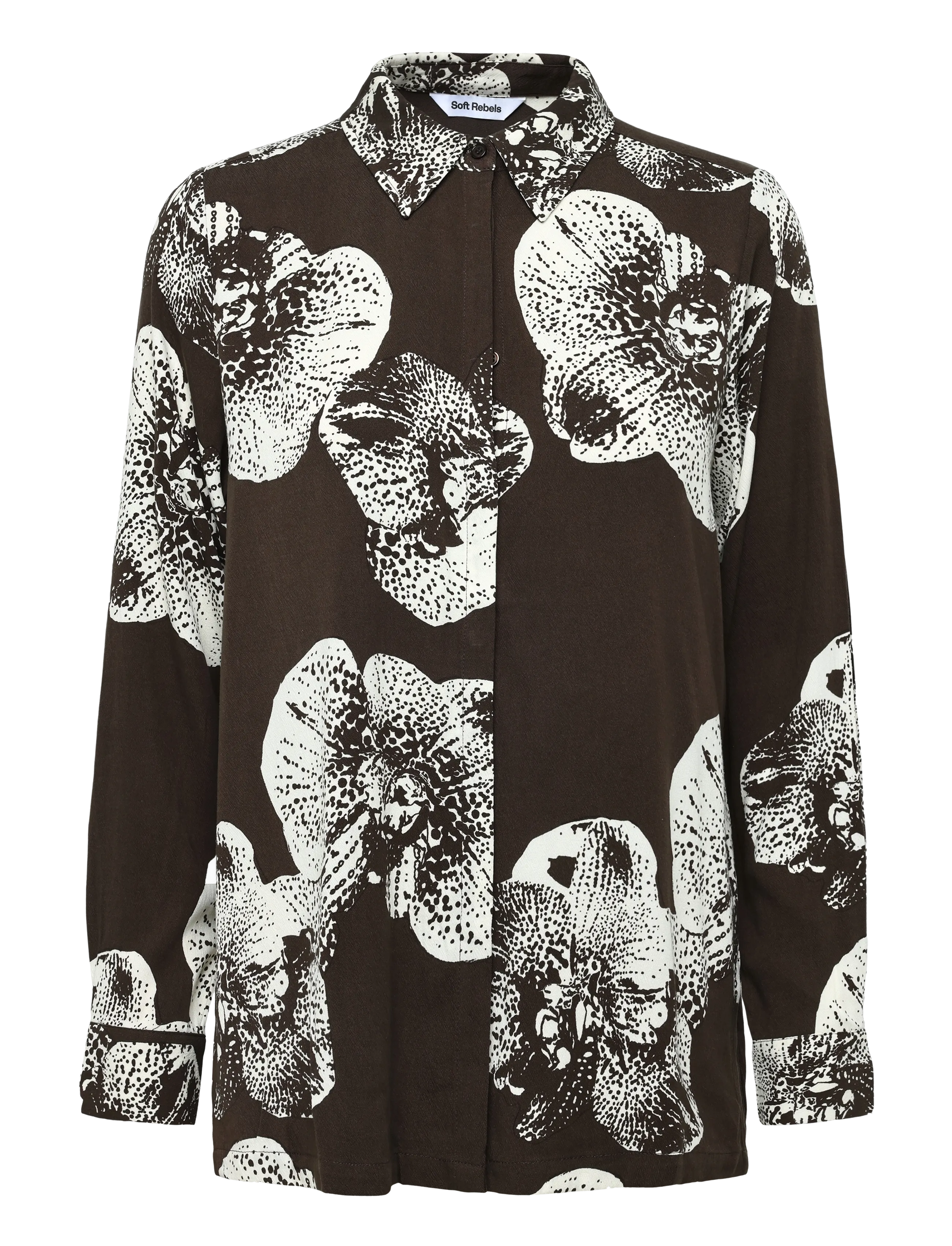 Soft Rebels SROrchidy Shirt - Kleidung - 393 ORCHID FLOWER PRINT / brown