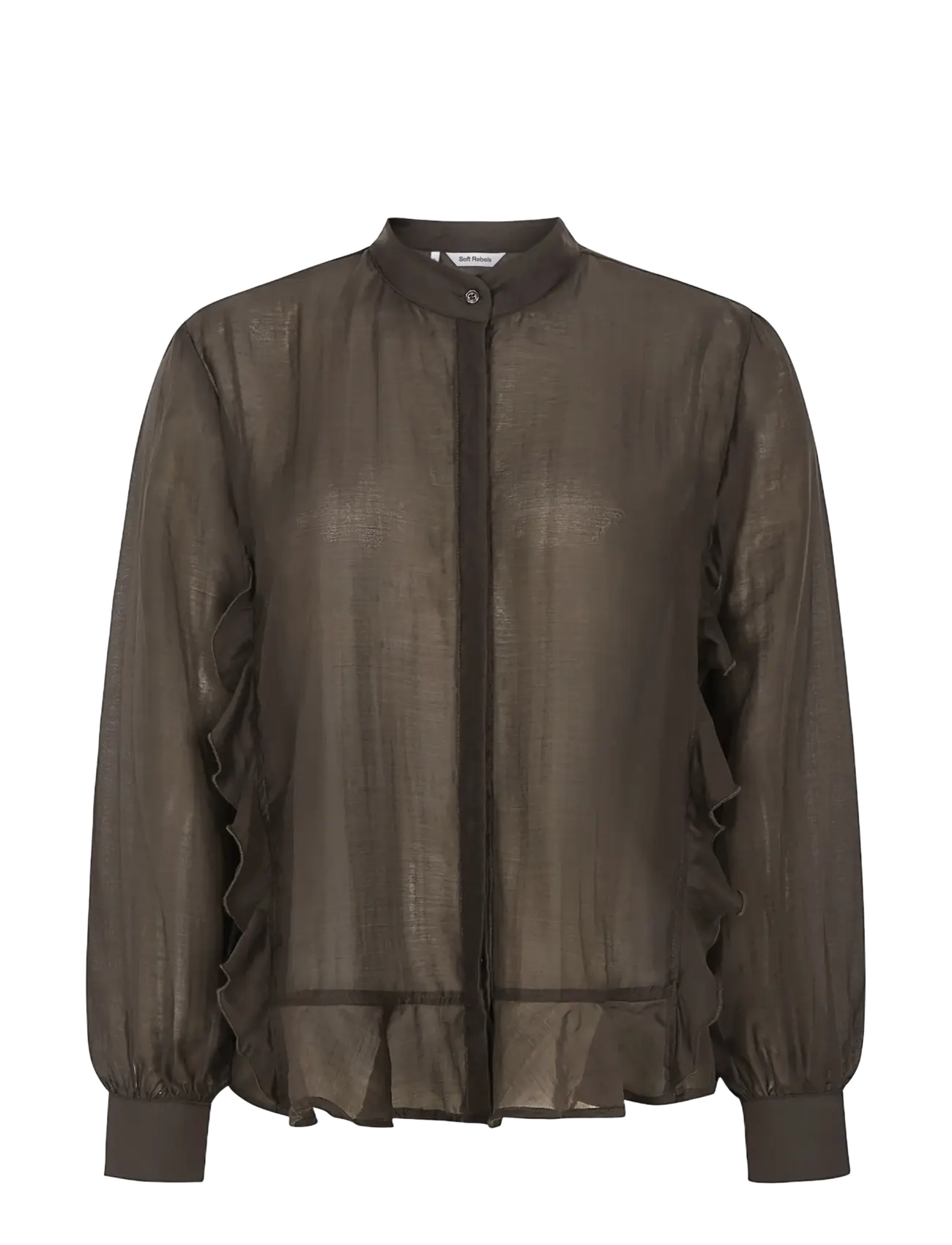Soft Rebels - SRRachel Frill Shirt - långärmade skjortor - demitasse - 1