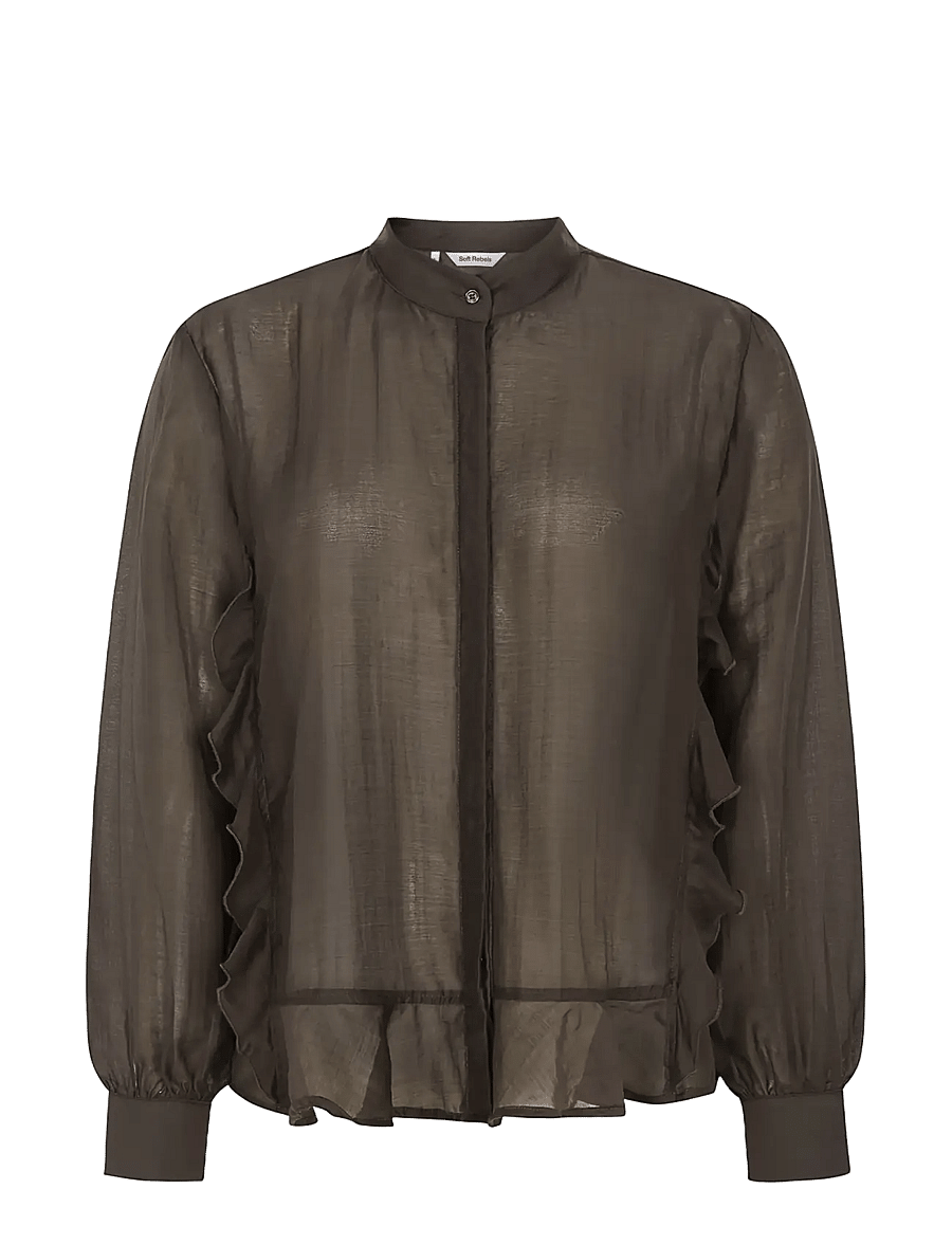 Soft Rebels - SRRachel Frill Shirt - långärmade skjortor - demitasse - 1