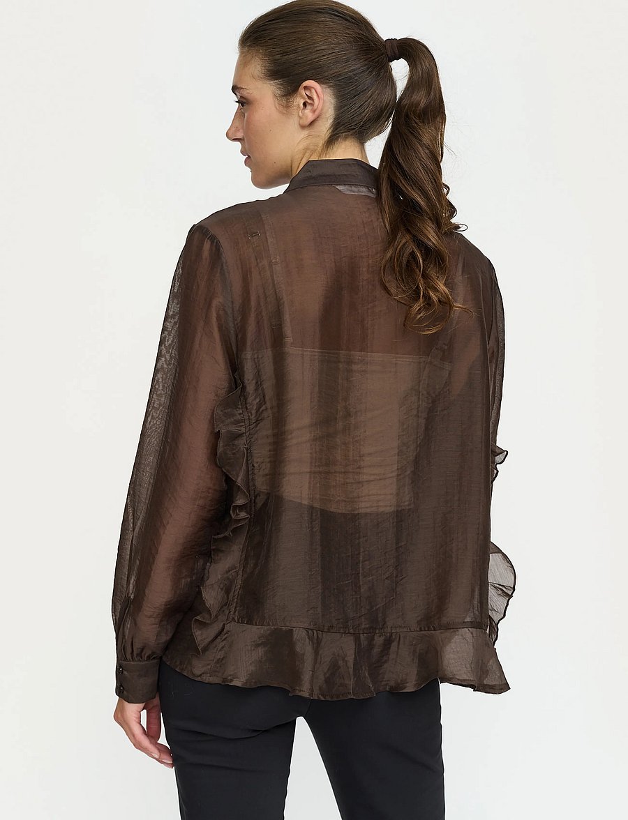 Soft Rebels - SRRachel Frill Shirt - långärmade skjortor - demitasse - 3