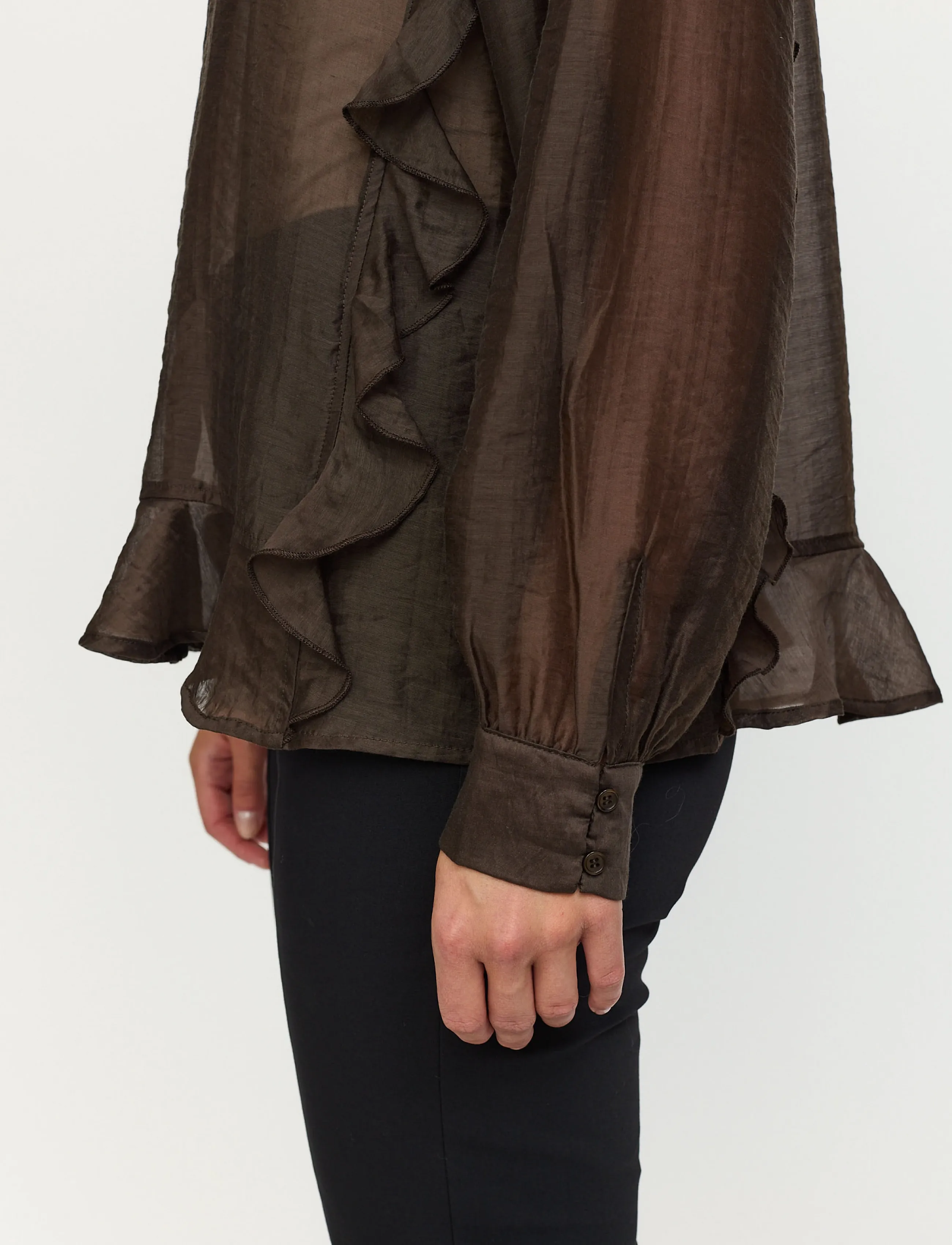 Soft Rebels - SRRachel Frill Shirt - långärmade skjortor - demitasse - 4