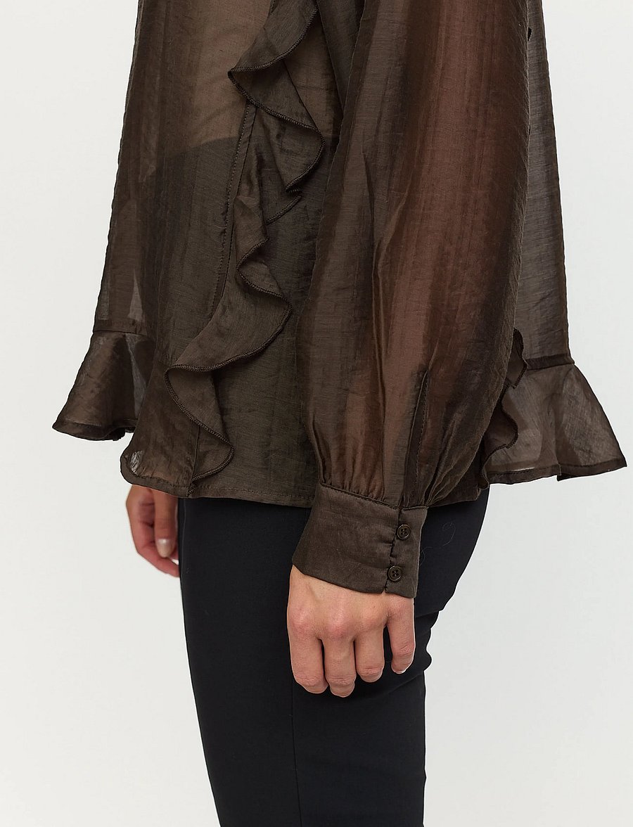 Soft Rebels - SRRachel Frill Shirt - långärmade skjortor - demitasse - 4