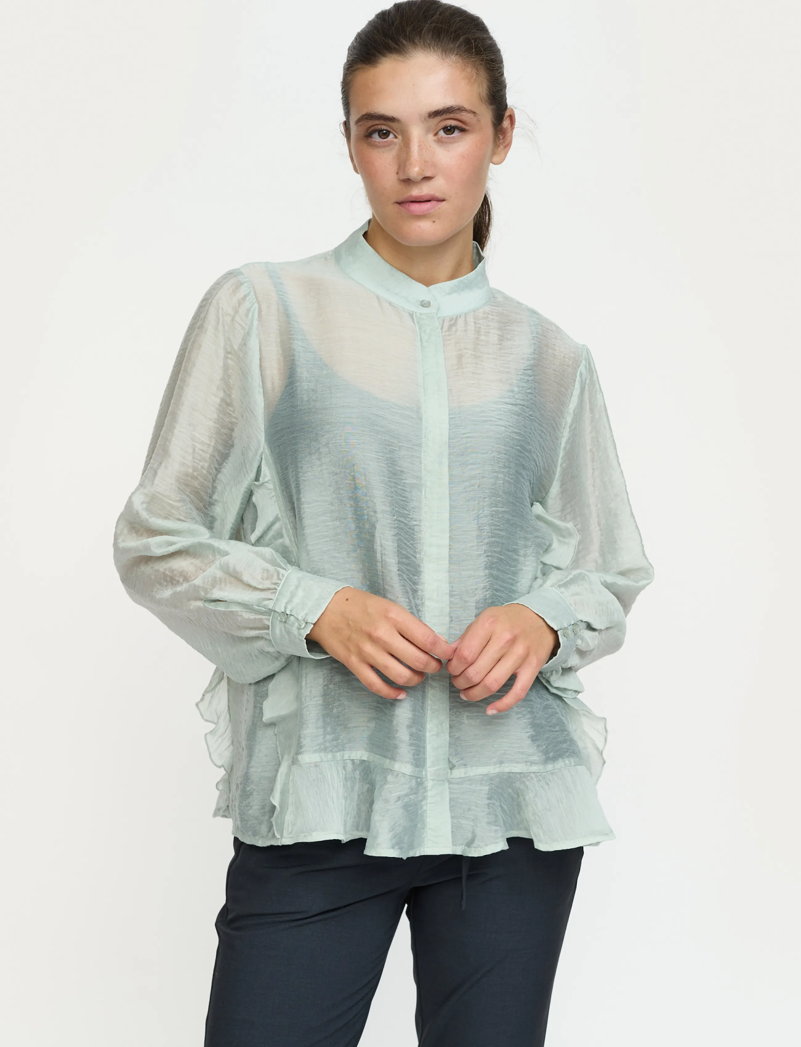 Soft Rebels SRRachel Frill Shirt - Bluser - PURITAN / green