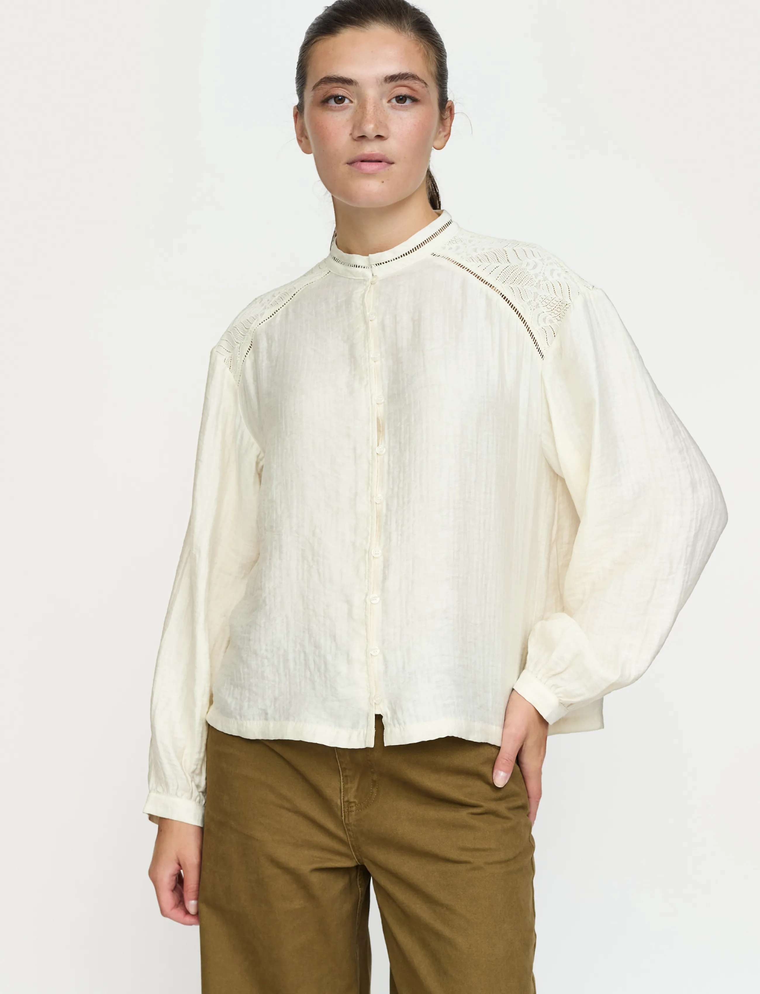Soft Rebels SRJuliette Shirt - Bluser - ARCTIC WOLF / cream