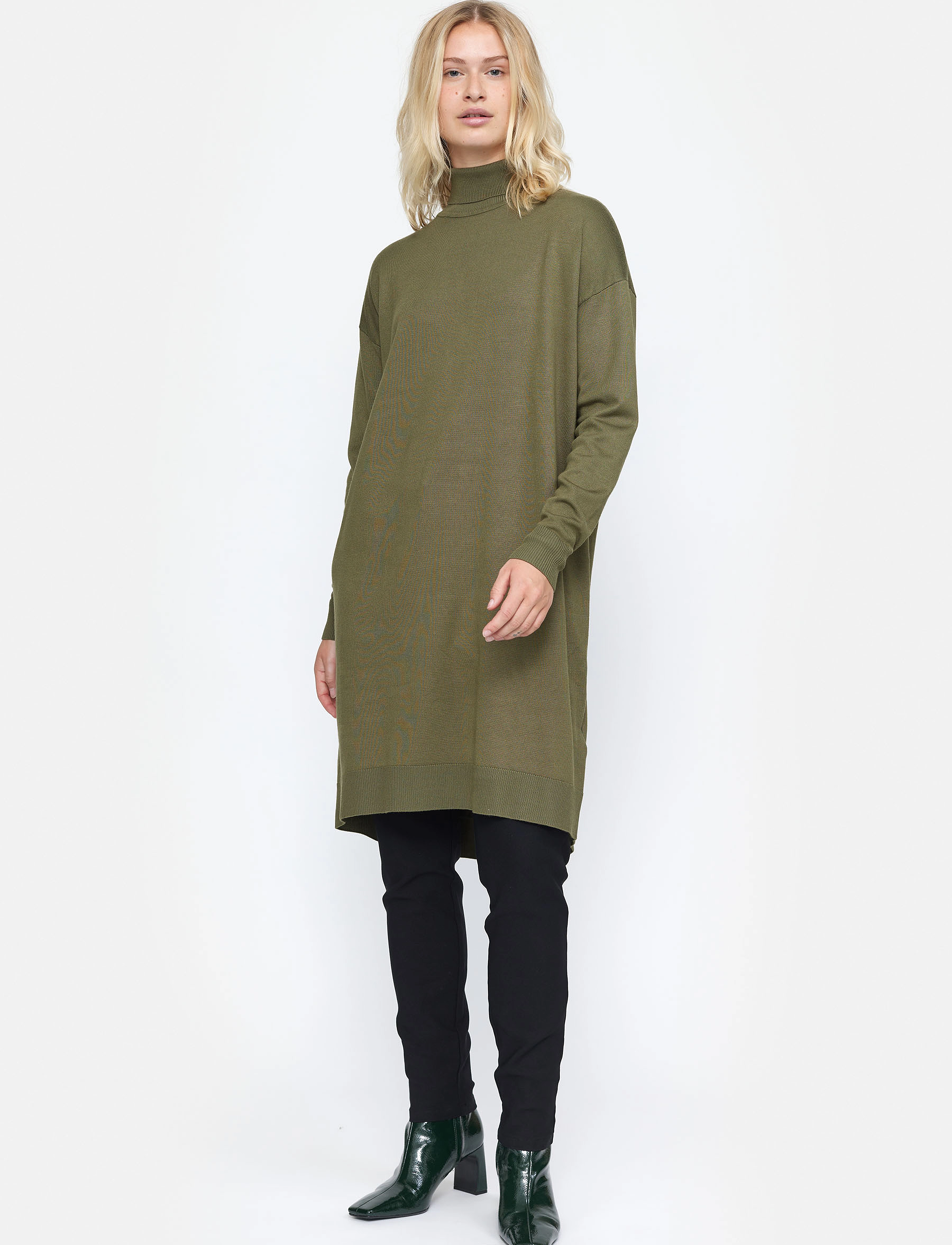 Soft Rebels SRLea Rollneck Dress Knit - Kleidid - BURNT OLIVE / green