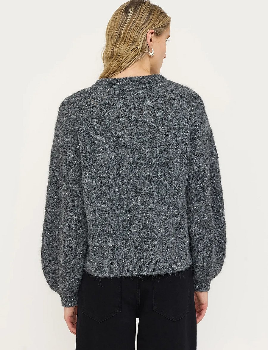 Soft Rebels - SRFrances Sequin Knit RWS - stickade tröjor - dark grey melange - 3