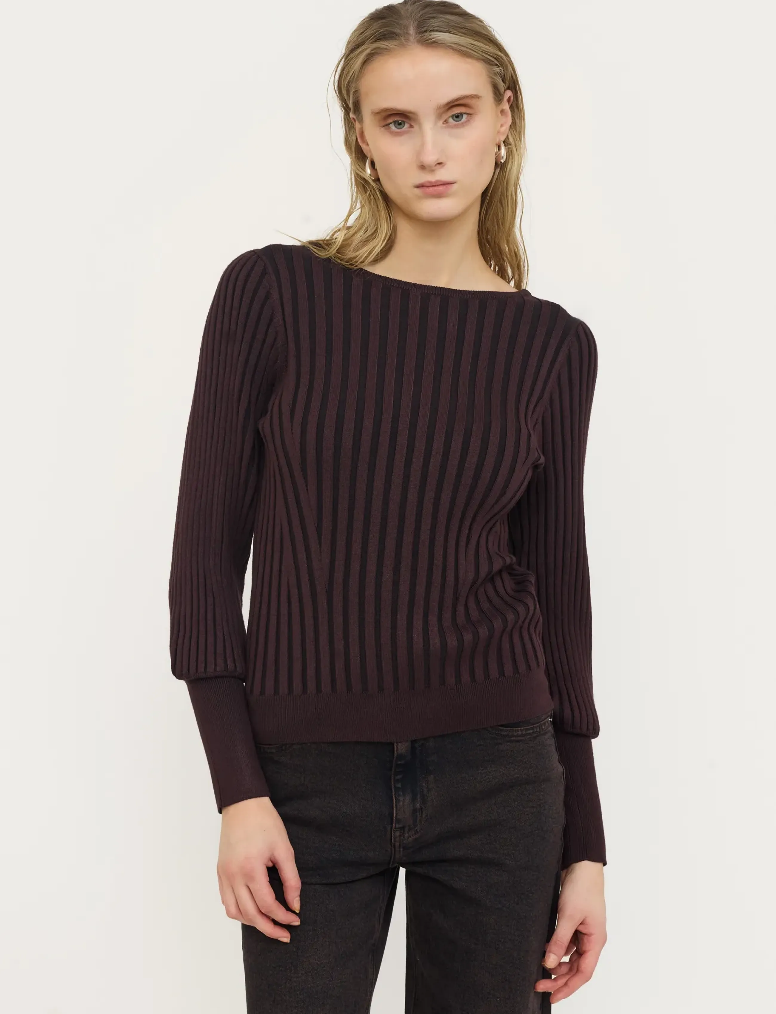 Soft Rebels - SRJill Knit - striktrøjer - chocolate plum - 0
