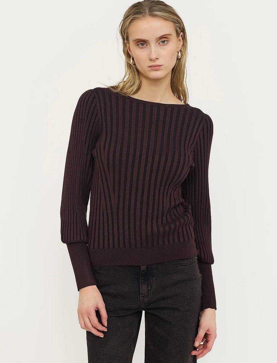 Soft Rebels - SRJill Knit - striktrøjer - chocolate plum - 0