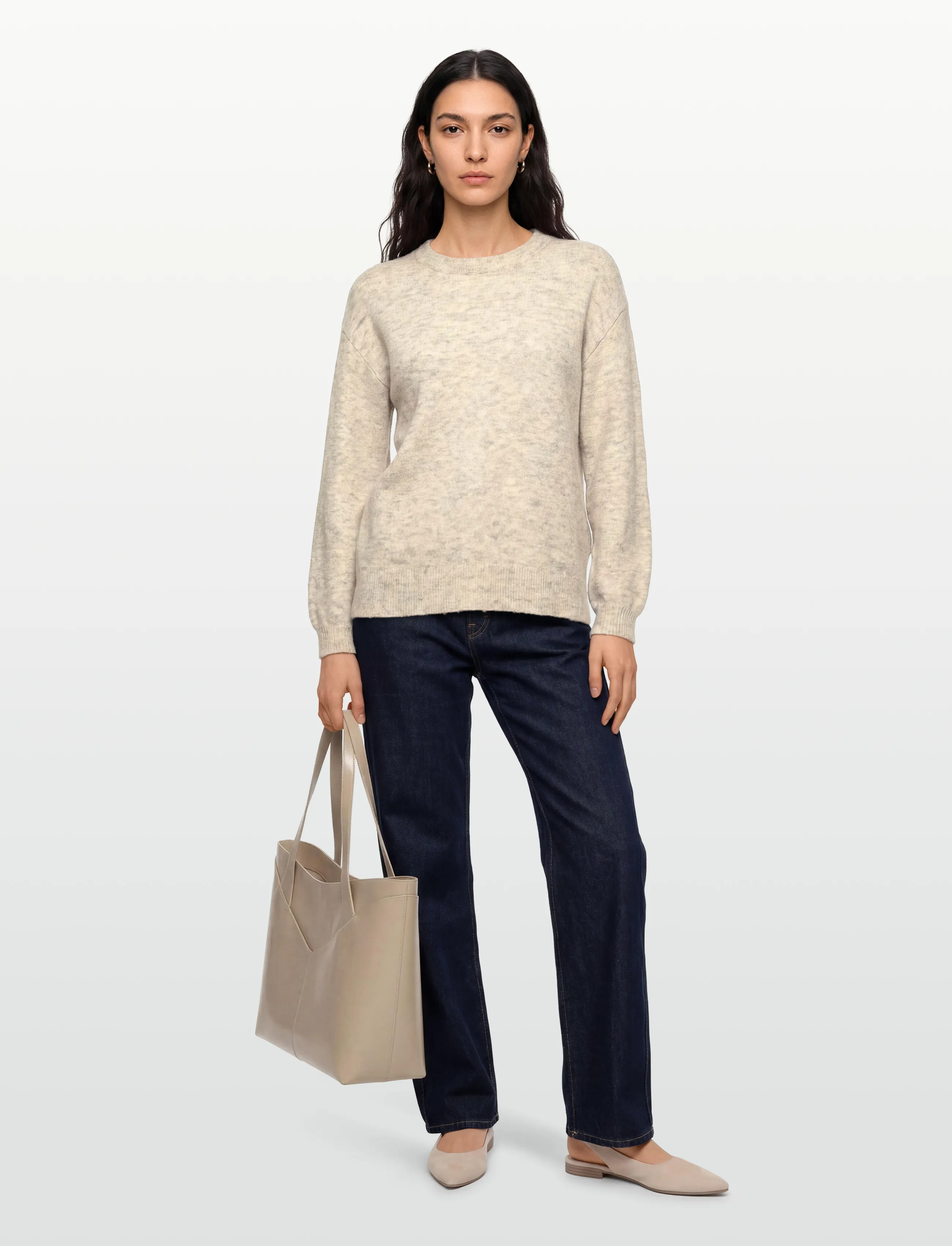 Soft Rebels Srallison Knit - Rws, L, Beige, Strik > Trøjer, Dame