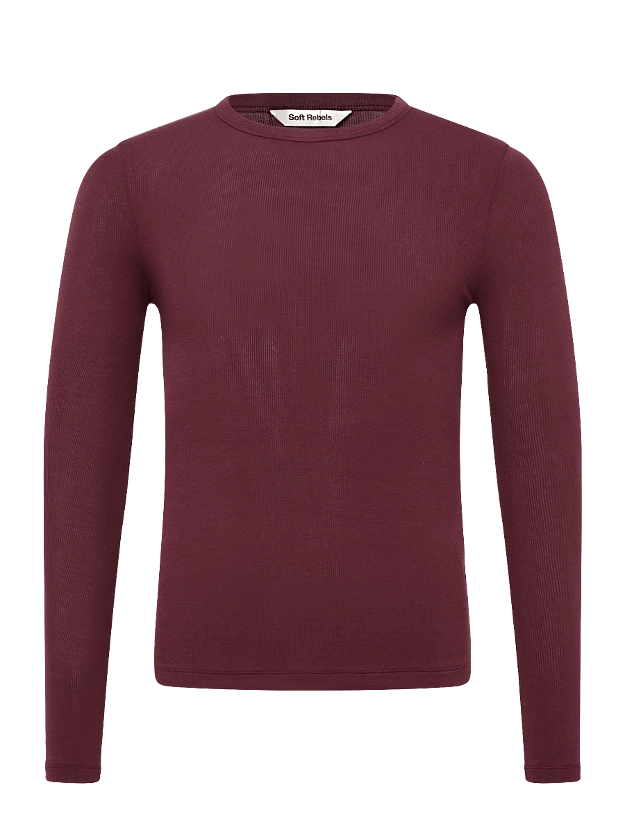 Soft Rebels - SRFenja O-neck Top - langärmlige tops - 365 vinyard wine - 0